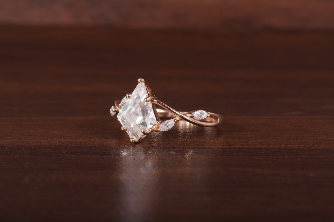 Kite Shaped Moissanite Engagement Ring