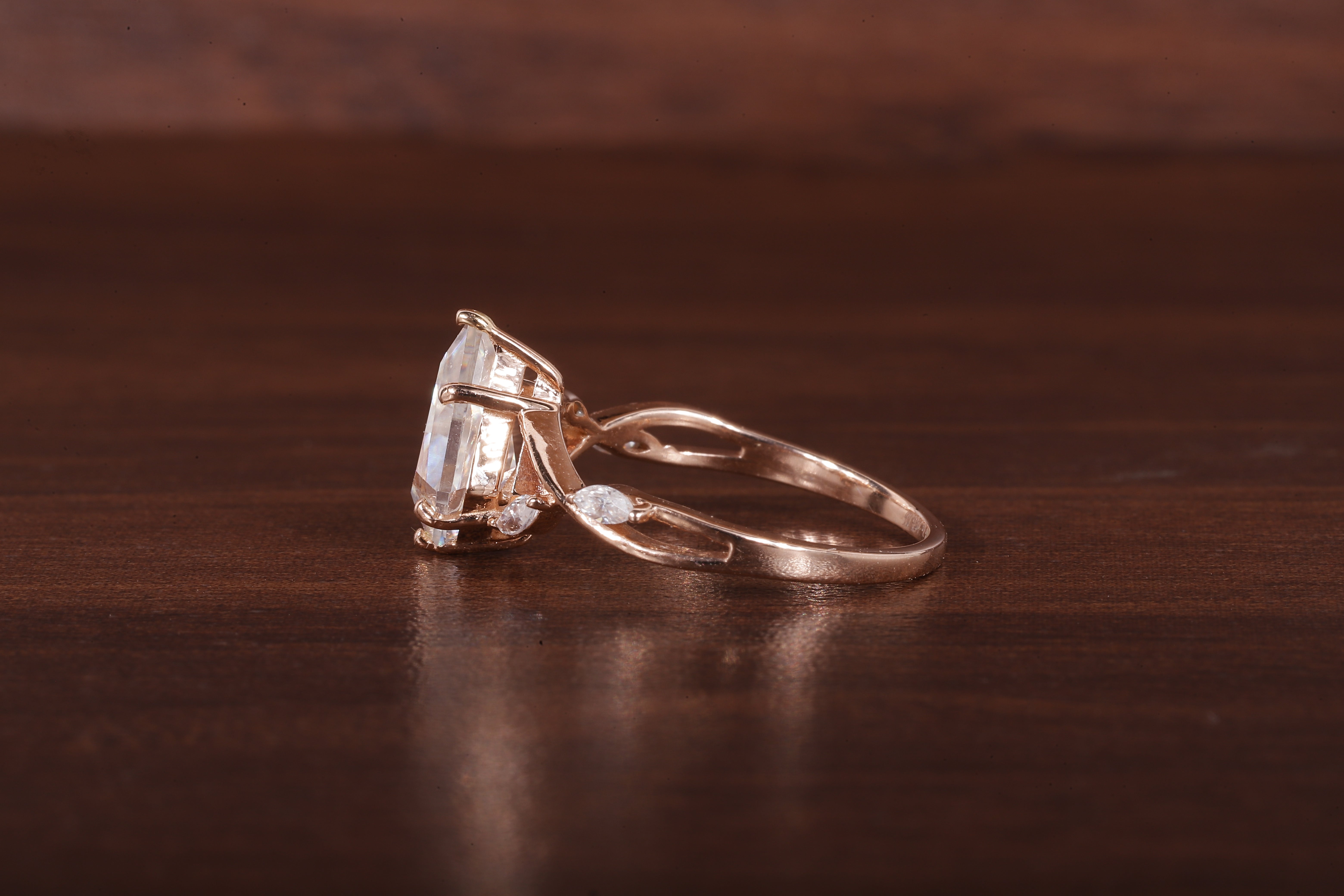 Kite Shaped Moissanite Engagement Ring