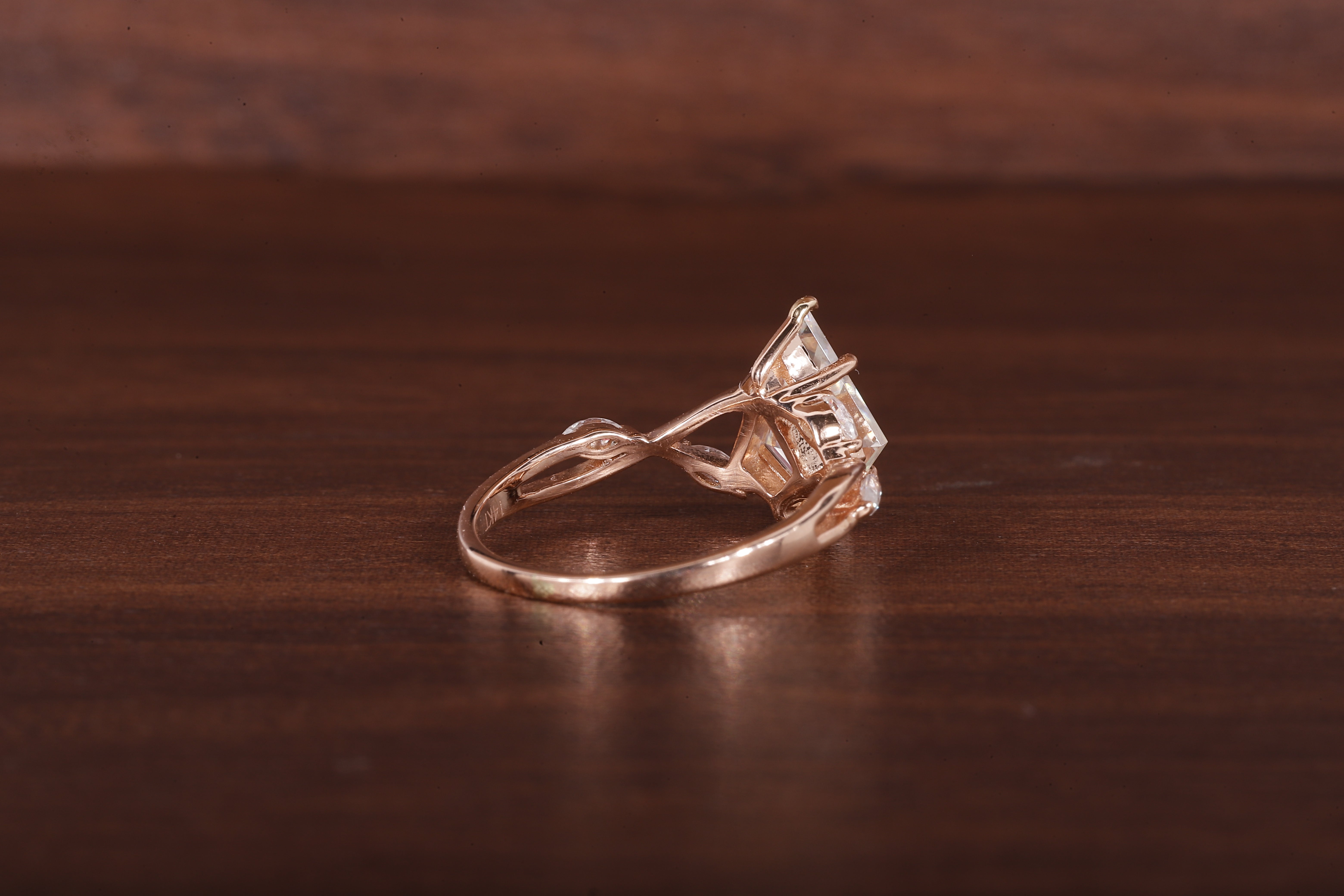 Kite Shaped Moissanite Engagement Ring