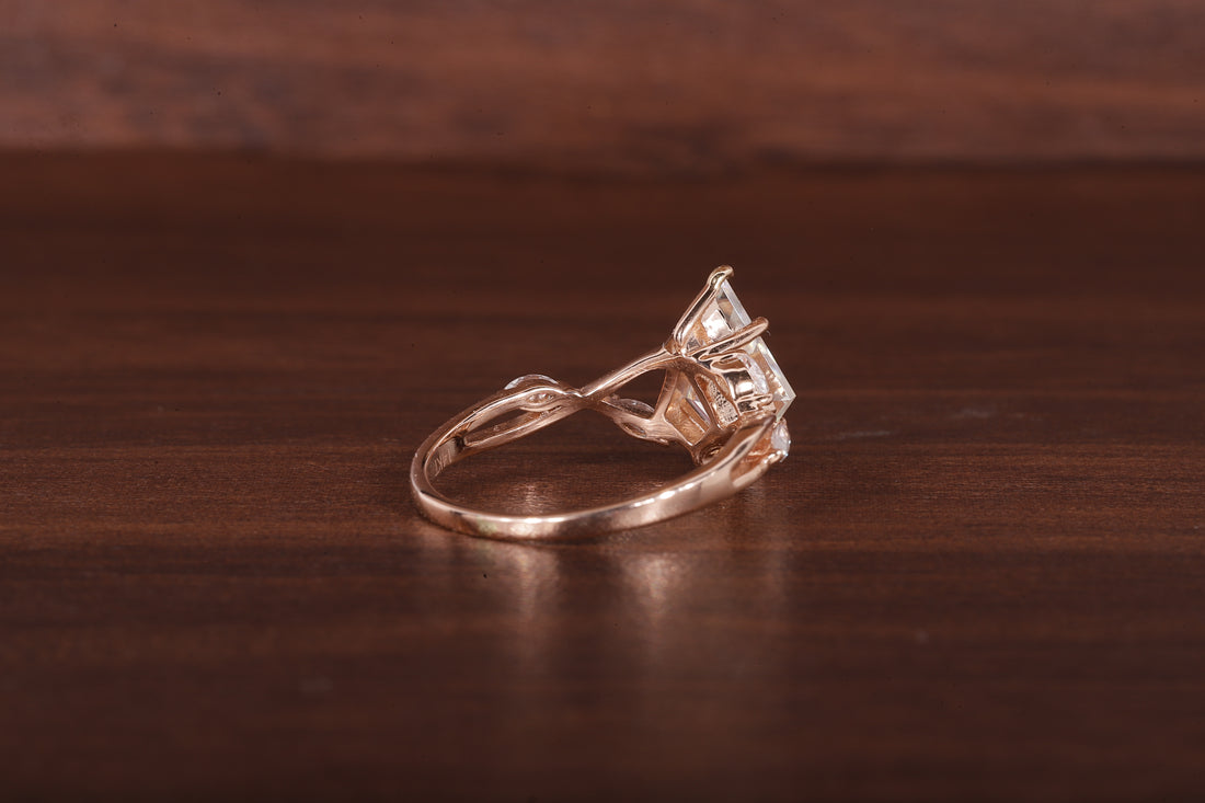Kite Shaped Moissanite Engagement Ring