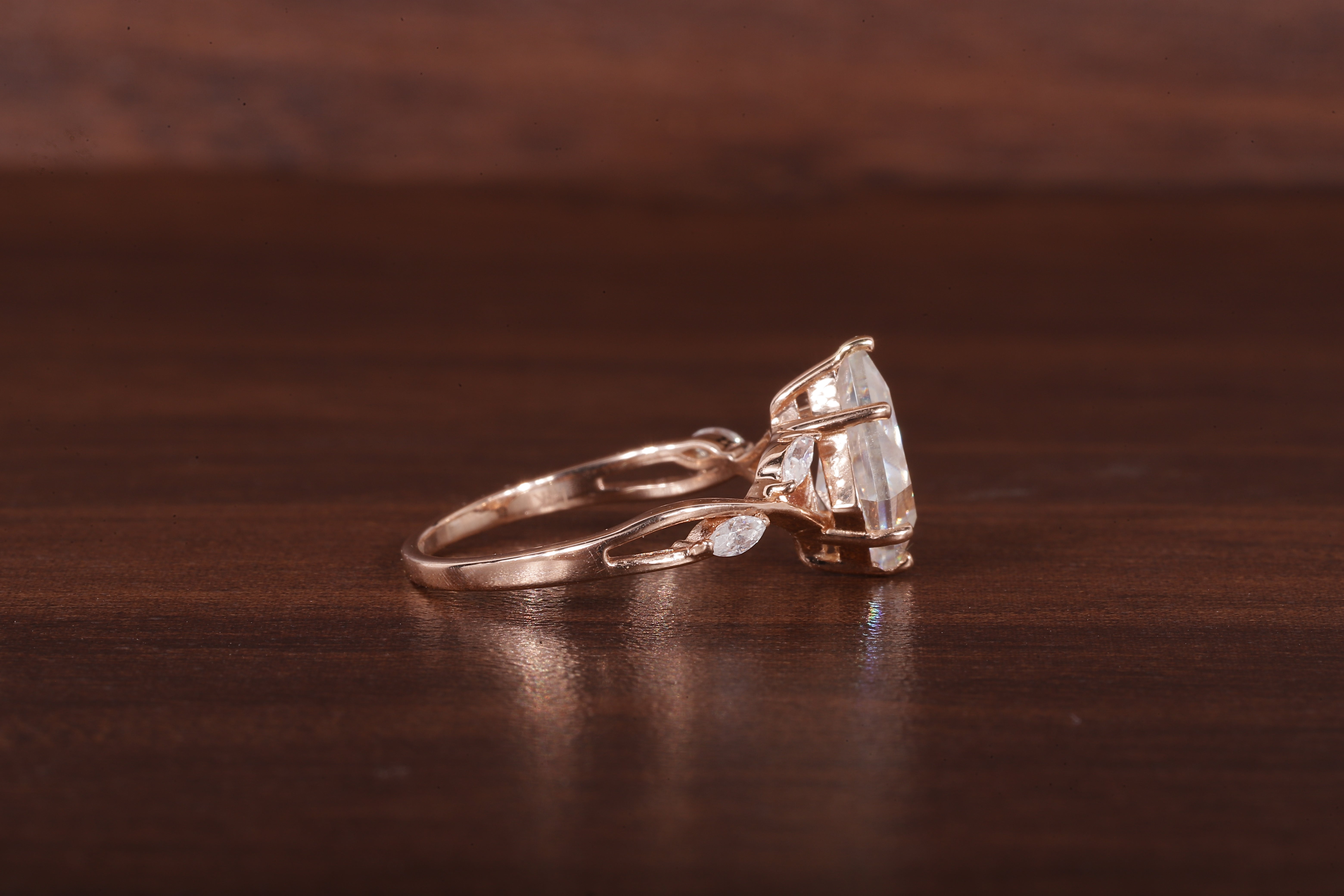 Kite Shaped Moissanite Engagement Ring