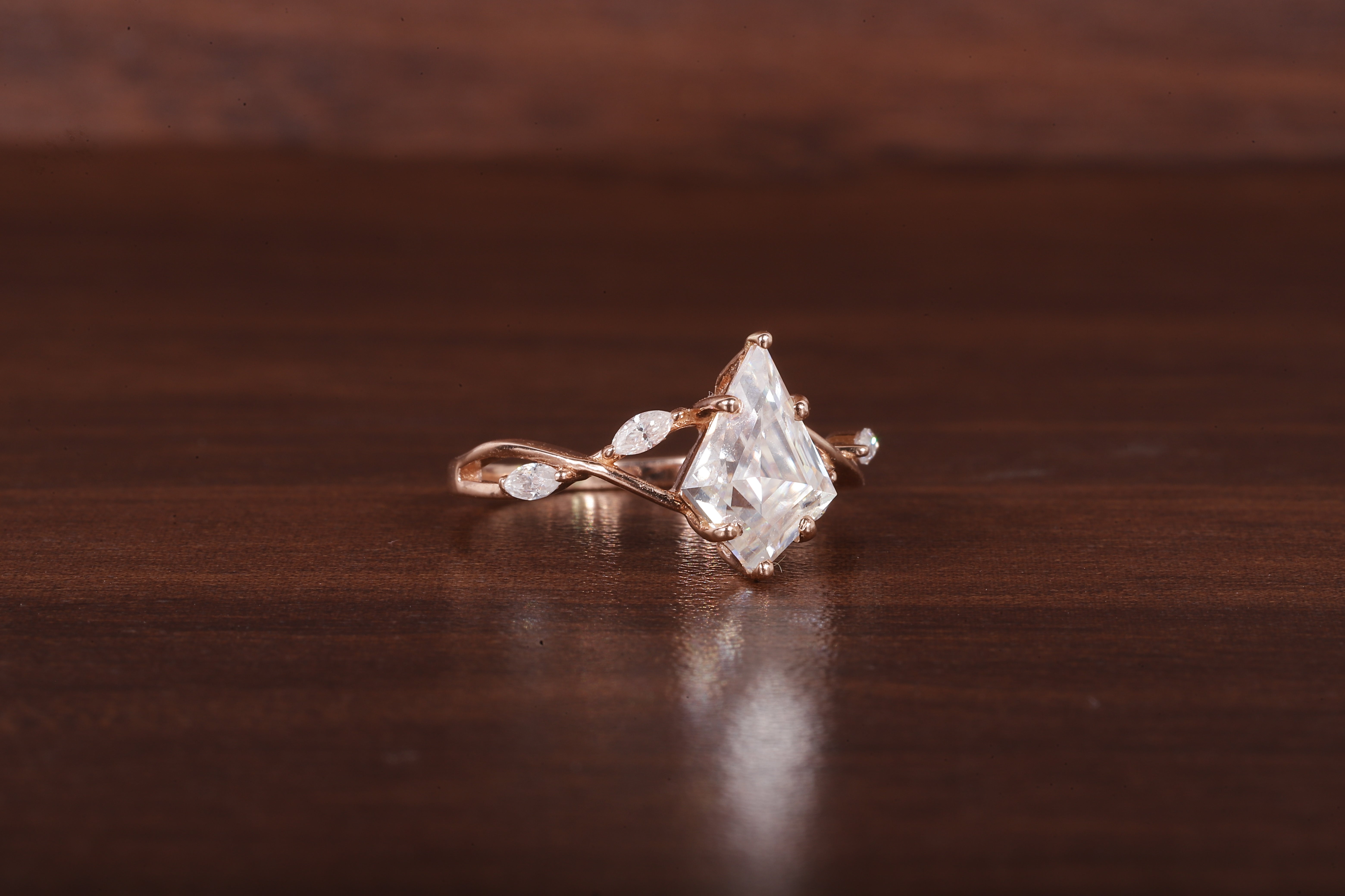 Kite Shaped Moissanite Engagement Ring