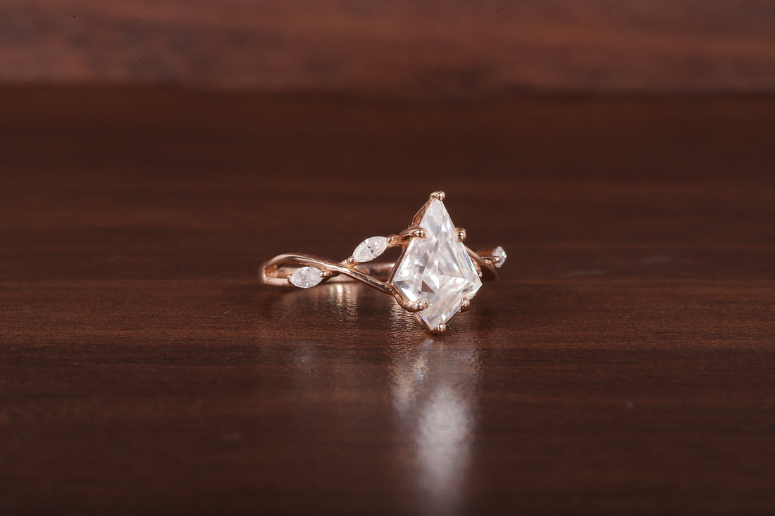 Kite Shaped Moissanite Engagement Ring