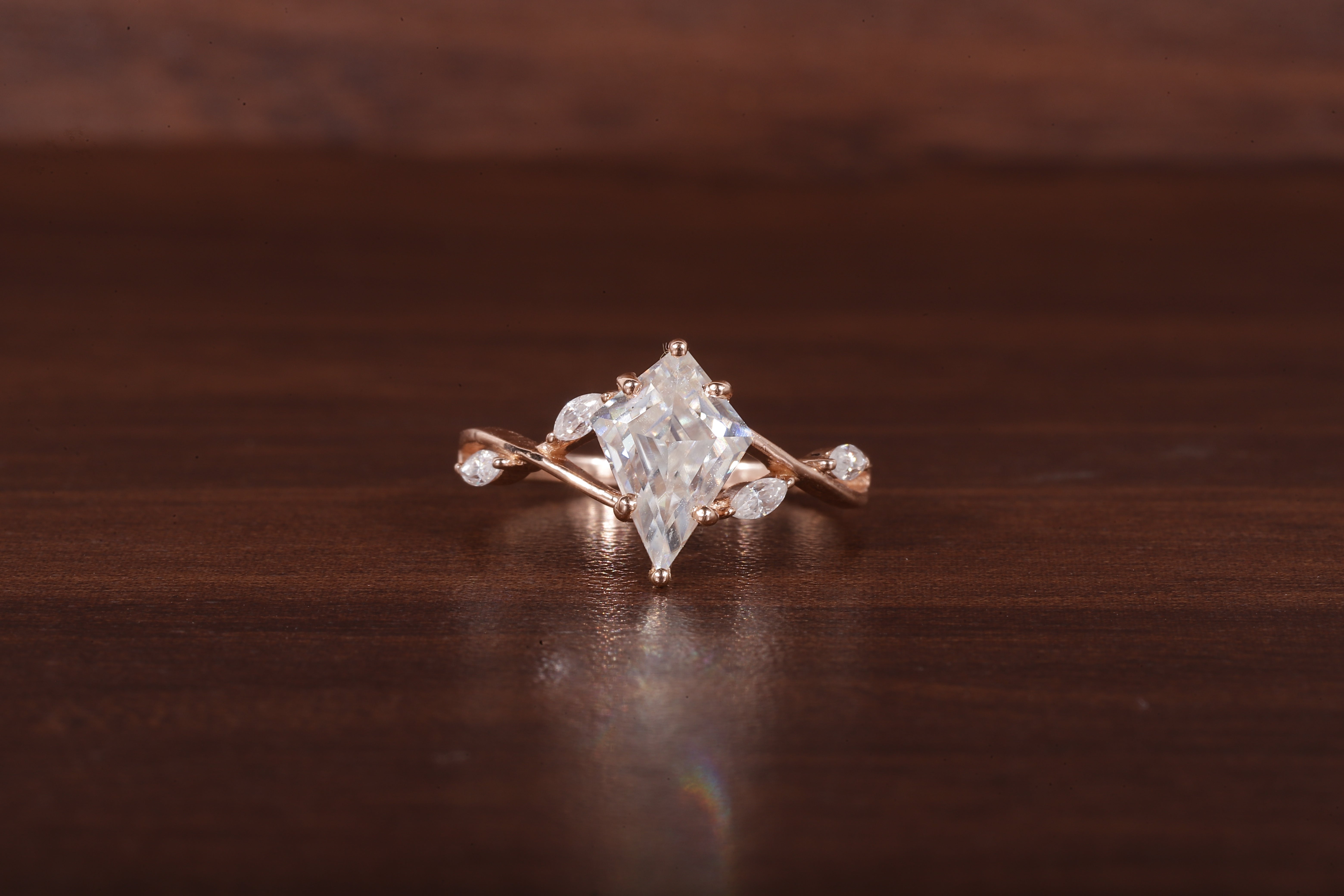 Kite Shaped Moissanite Engagement Ring
