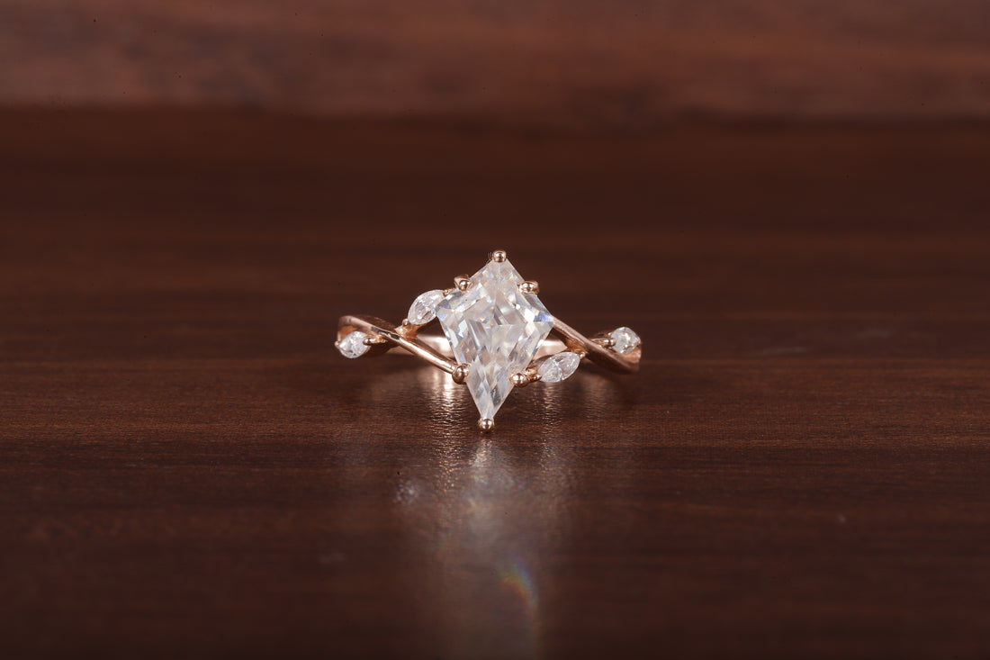 Kite Shaped Moissanite Engagement Ring