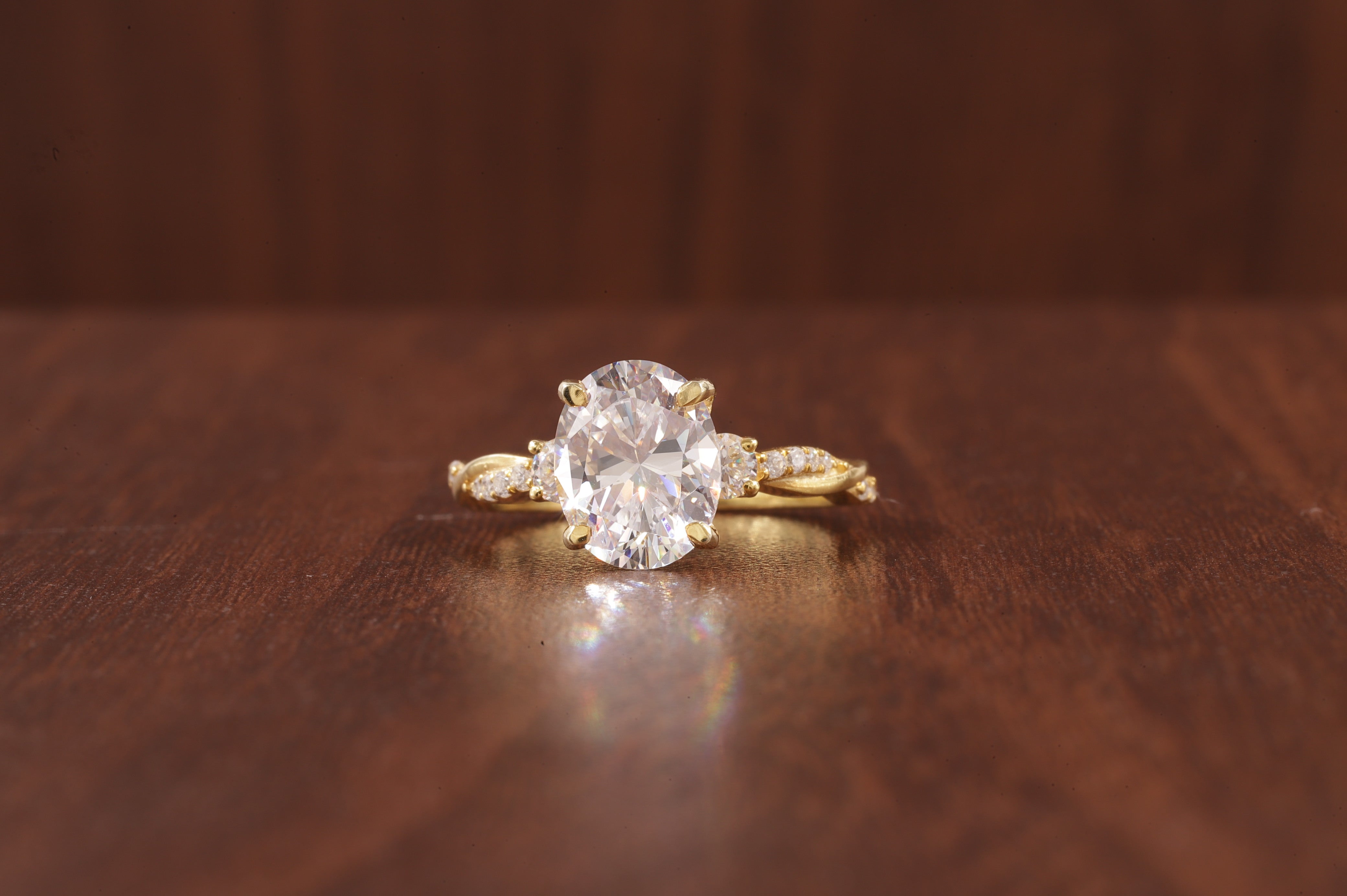 Twisted Moissanite Ring, 2.5Ct Oval Moissanite Ring, Moissanite Engagement Ring