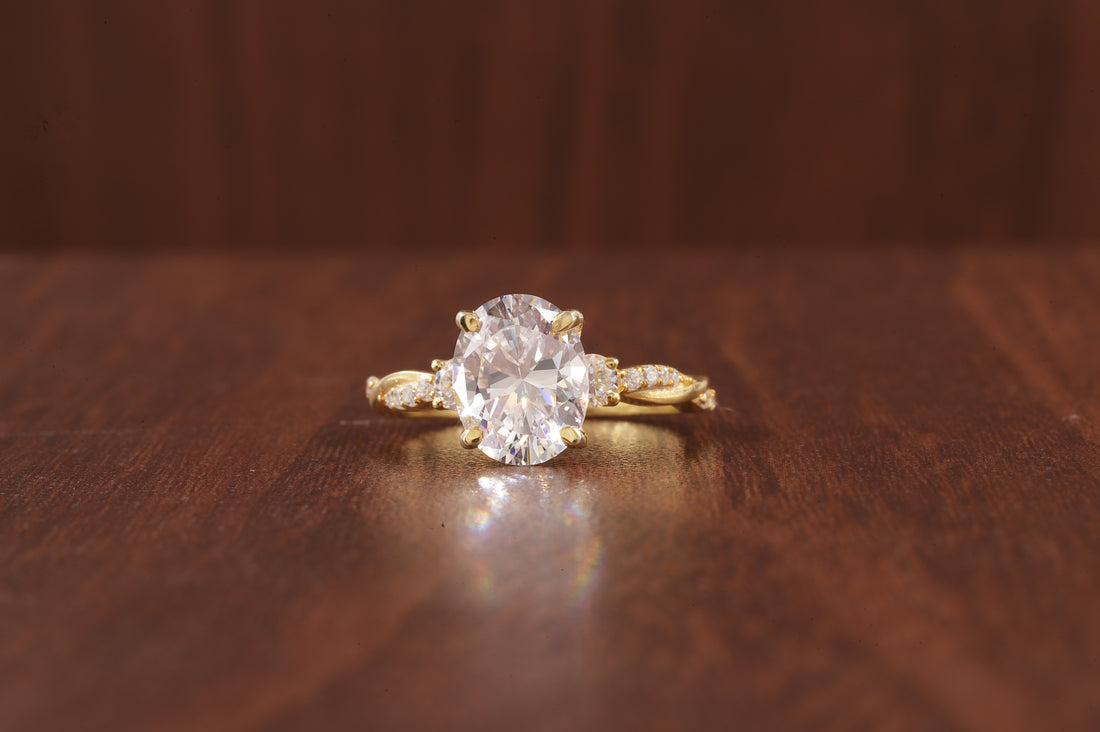 Twisted Moissanite Ring, 2.5Ct Oval Moissanite Ring, Moissanite Engagement Ring