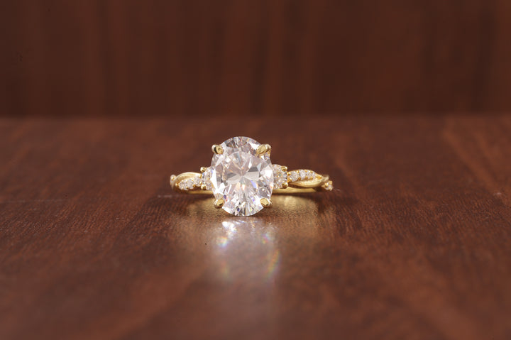Twisted Moissanite Ring, 2.5Ct Oval Moissanite Ring, Moissanite Engagement Ring