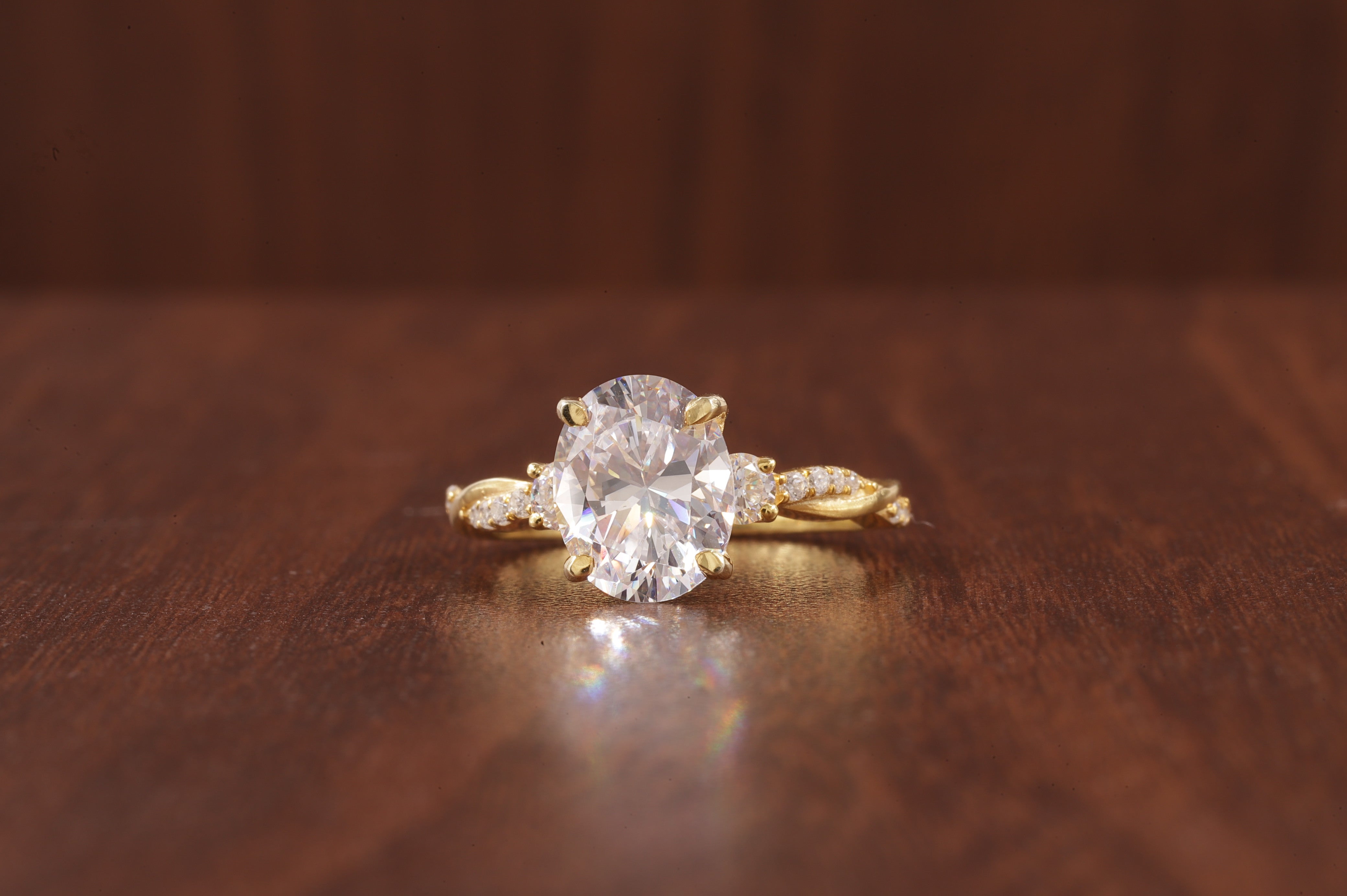 Twisted Moissanite Ring, 2.5Ct Oval Moissanite Ring, Moissanite Engagement Ring