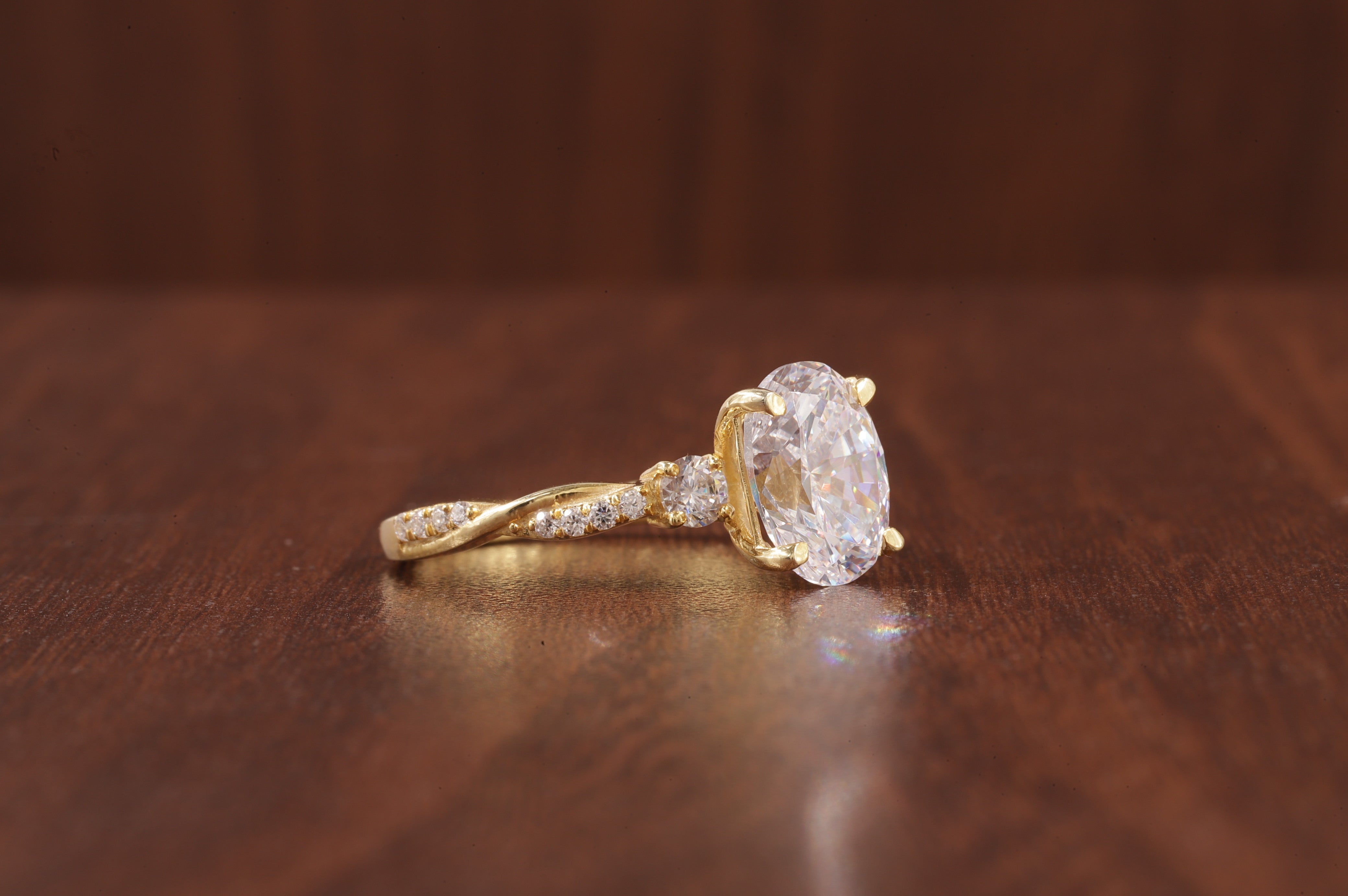 Twisted Moissanite Ring, 2.5Ct Oval Moissanite Ring, Moissanite Engagement Ring