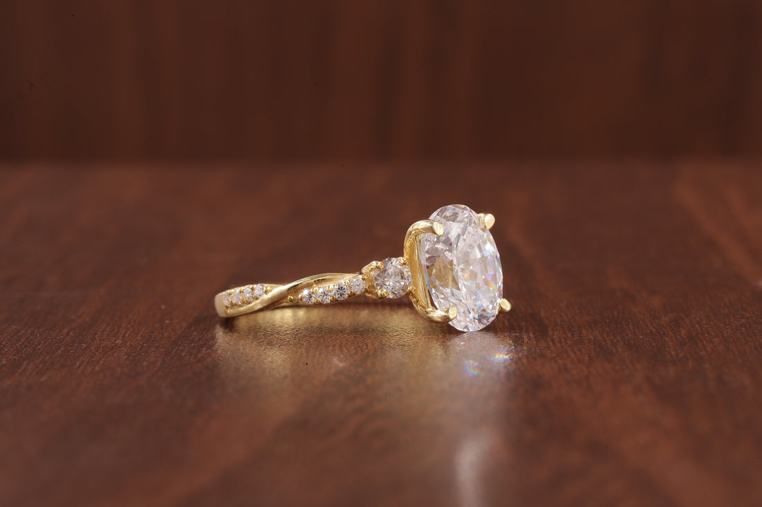 Twisted Moissanite Ring, 2.5Ct Oval Moissanite Ring, Moissanite Engagement Ring