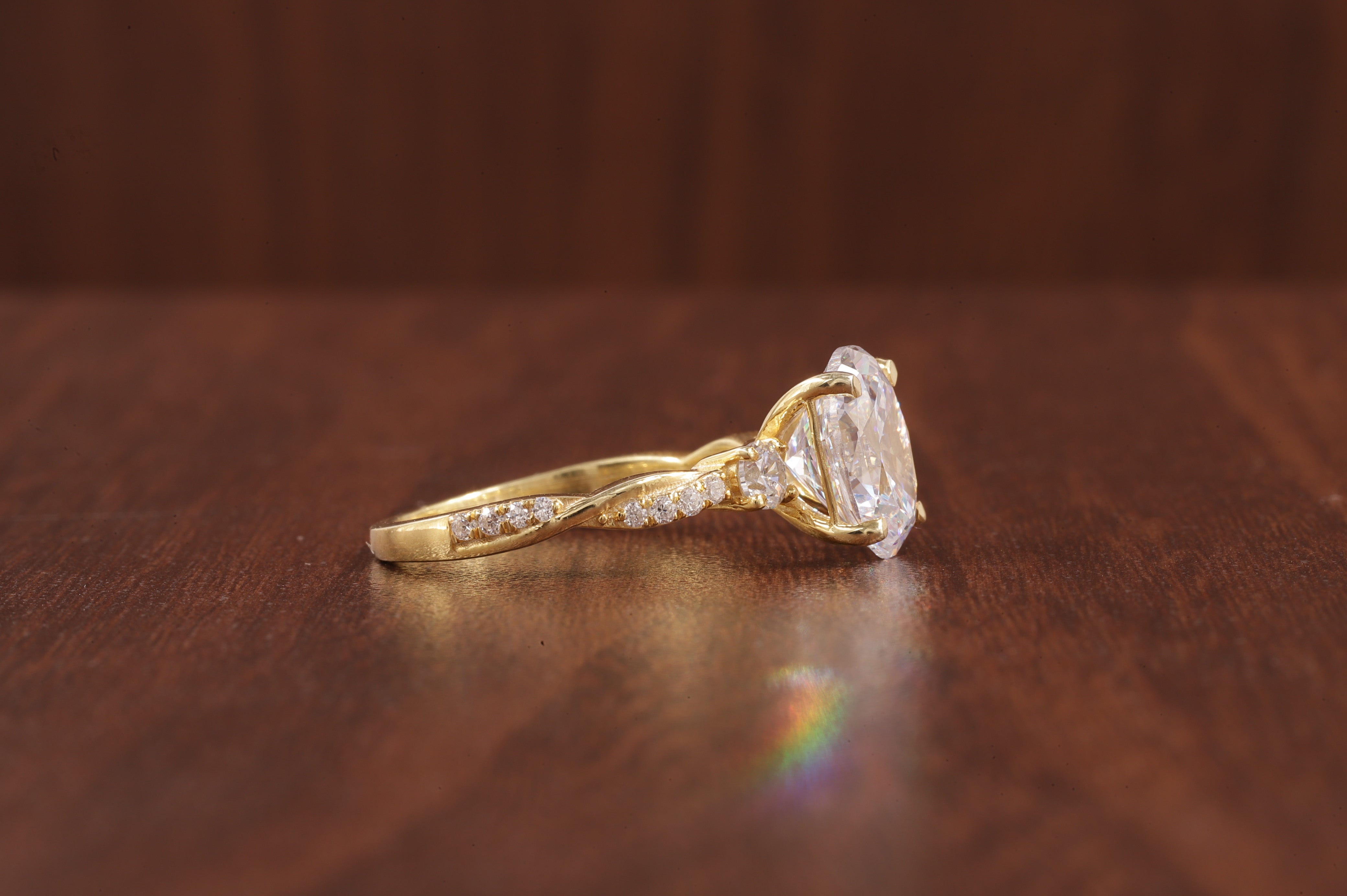 Twisted Moissanite Ring, 2.5Ct Oval Moissanite Ring, Moissanite Engagement Ring