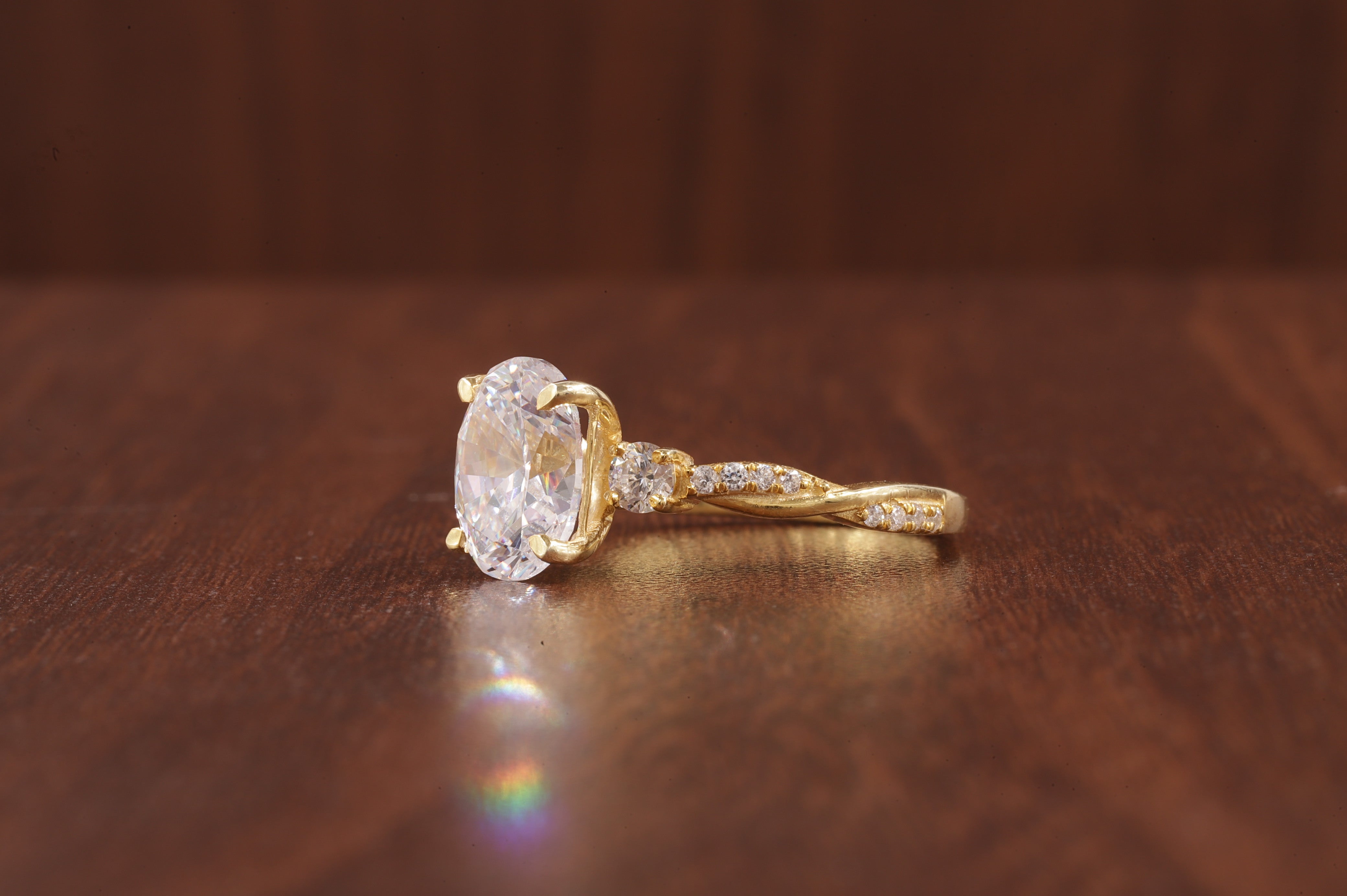 Twisted Moissanite Ring, 2.5Ct Oval Moissanite Ring, Moissanite Engagement Ring