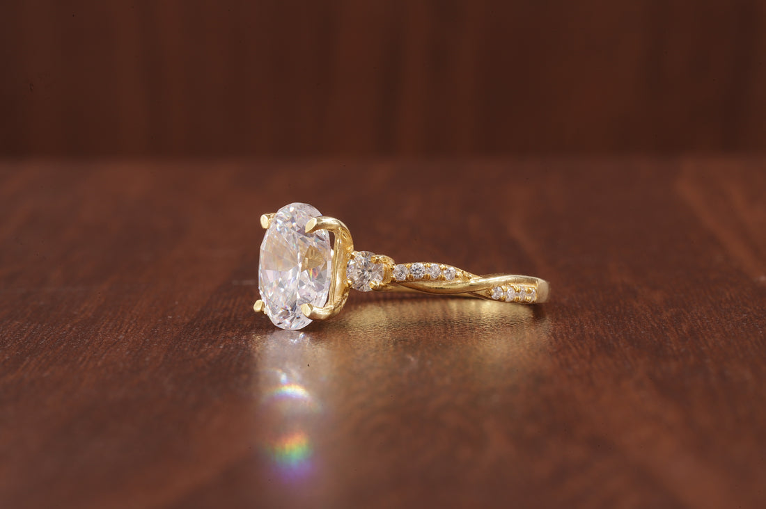 Twisted Moissanite Ring, 2.5Ct Oval Moissanite Ring, Moissanite Engagement Ring