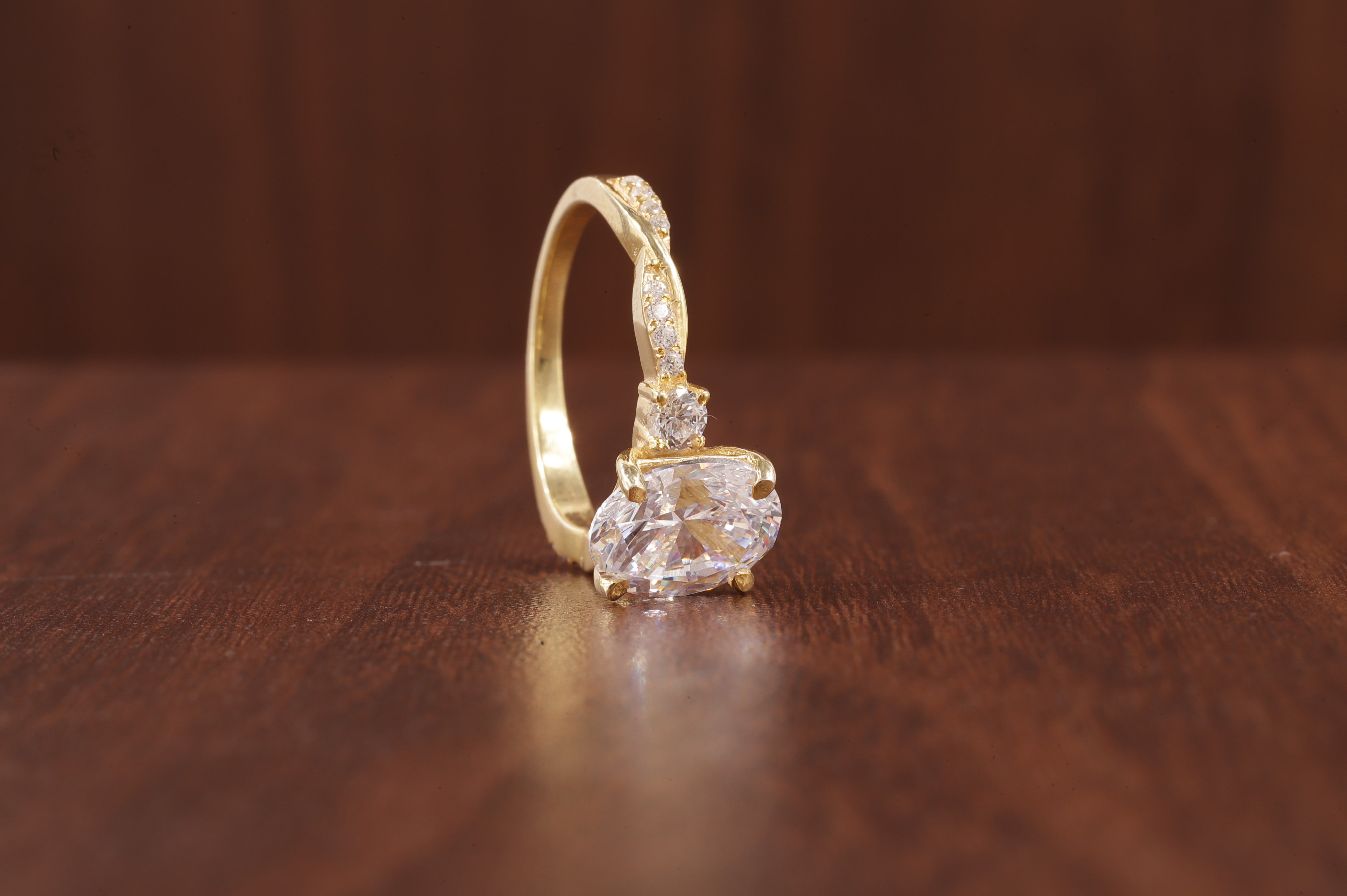 Twisted Moissanite Ring, 2.5Ct Oval Moissanite Ring, Moissanite Engagement Ring