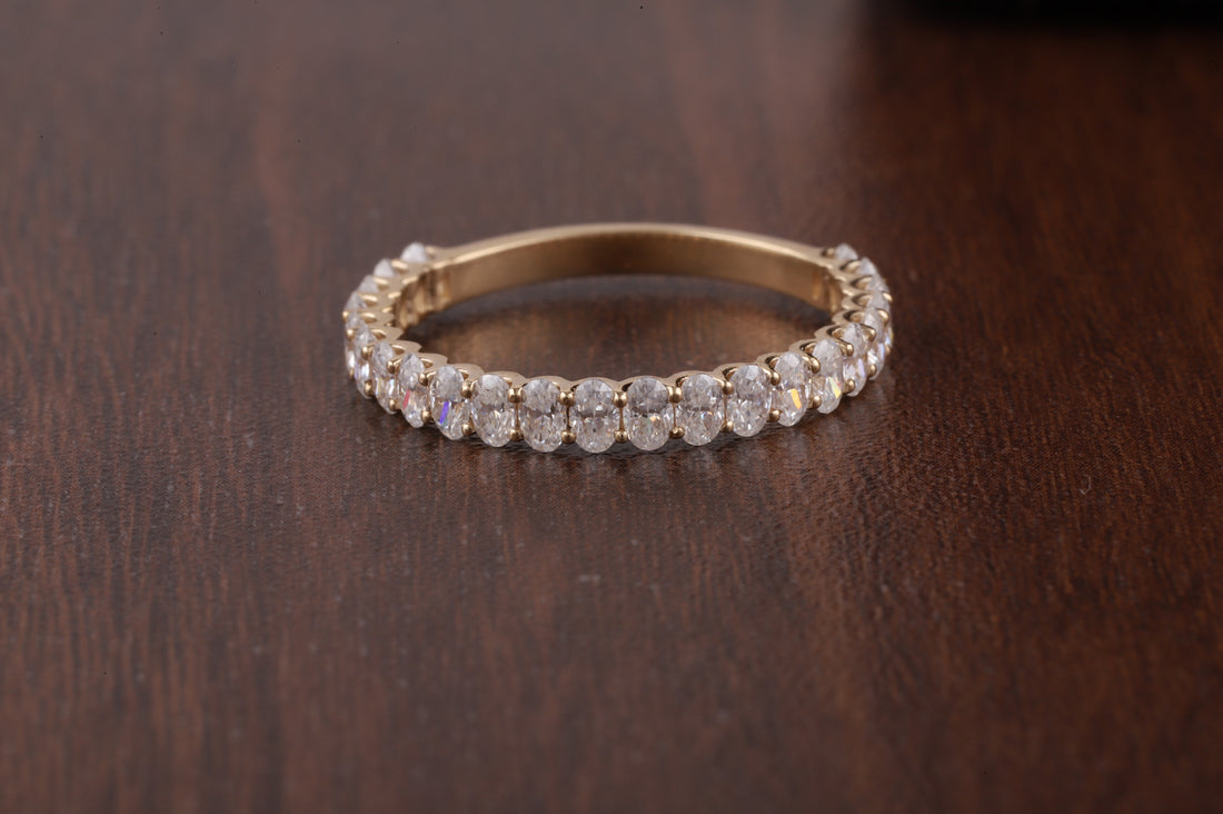 Oval Cut Moissanite Half Eternity Band
