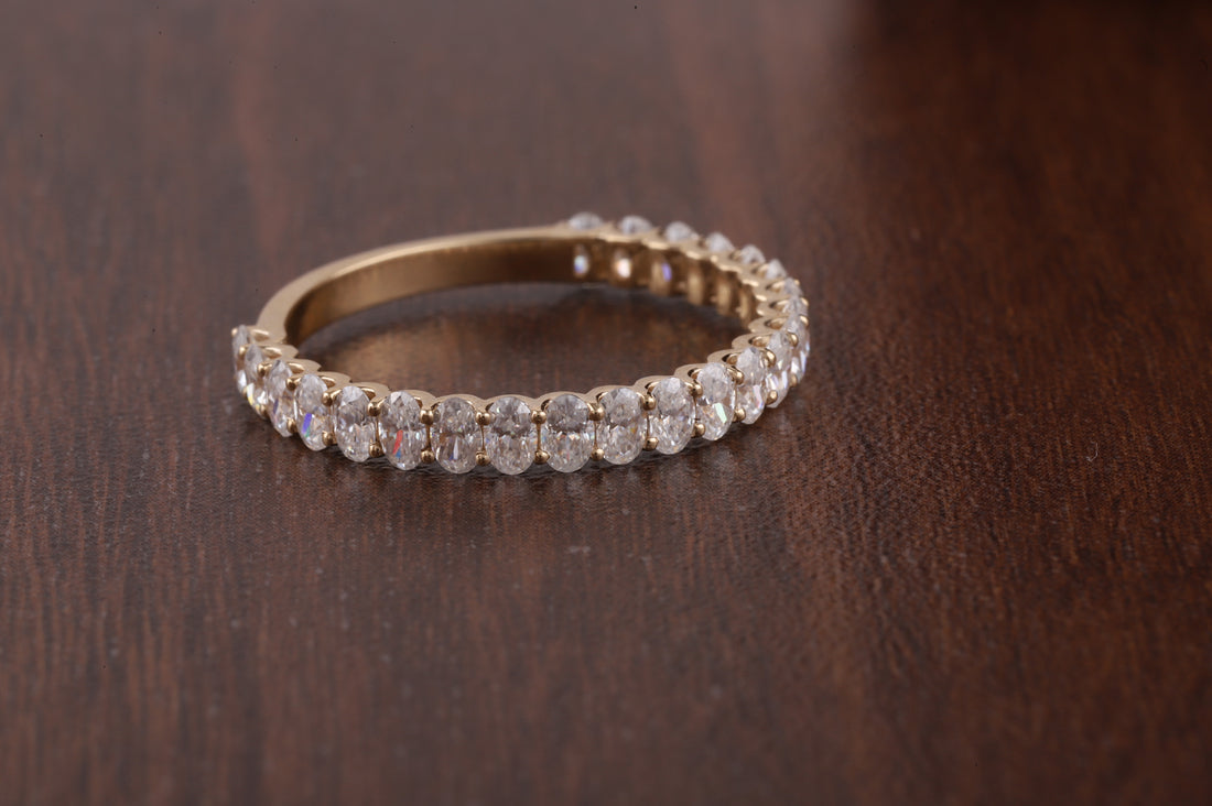 Oval Cut Moissanite Half Eternity Band