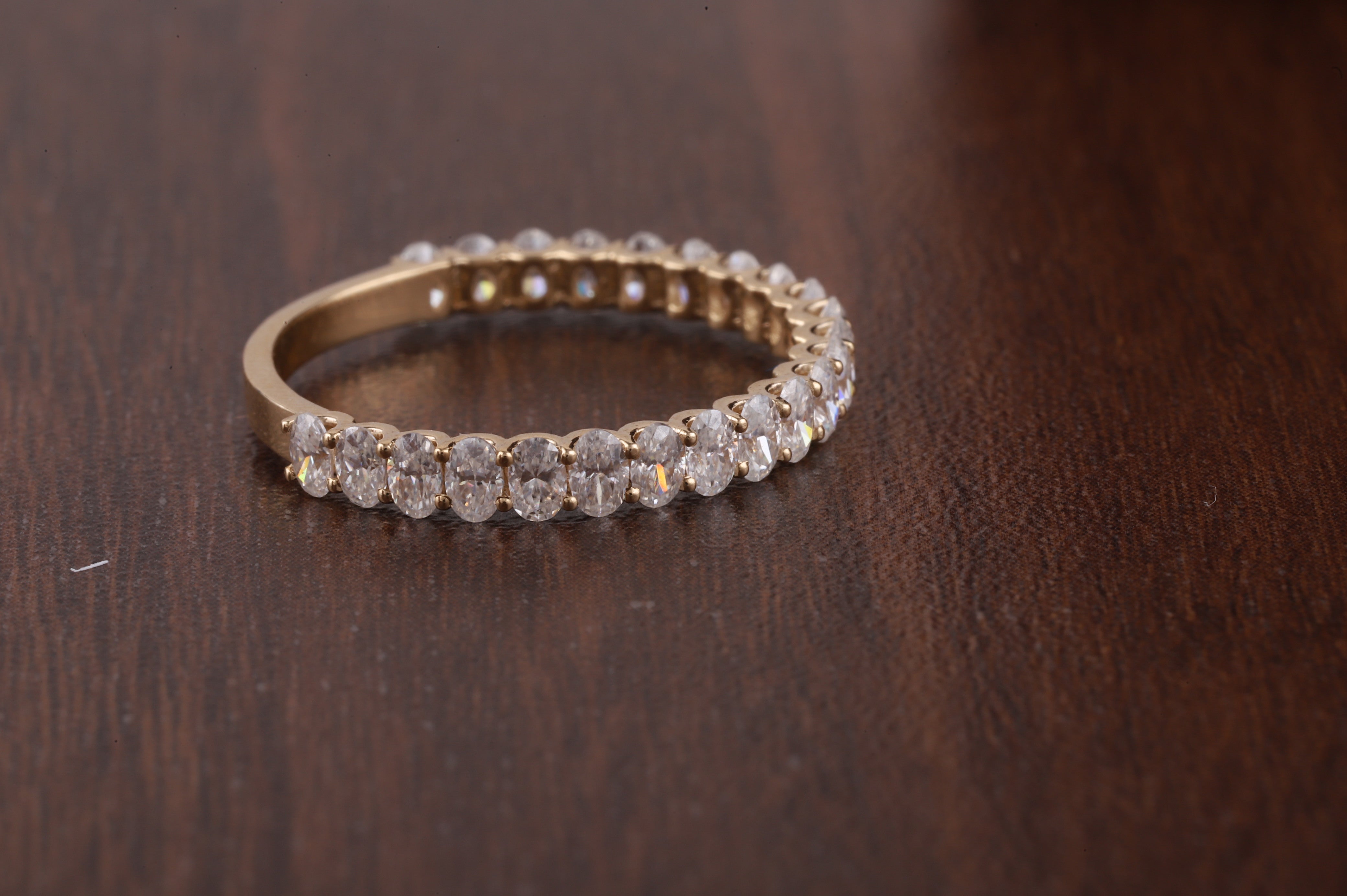 Oval Cut Moissanite Half Eternity Band
