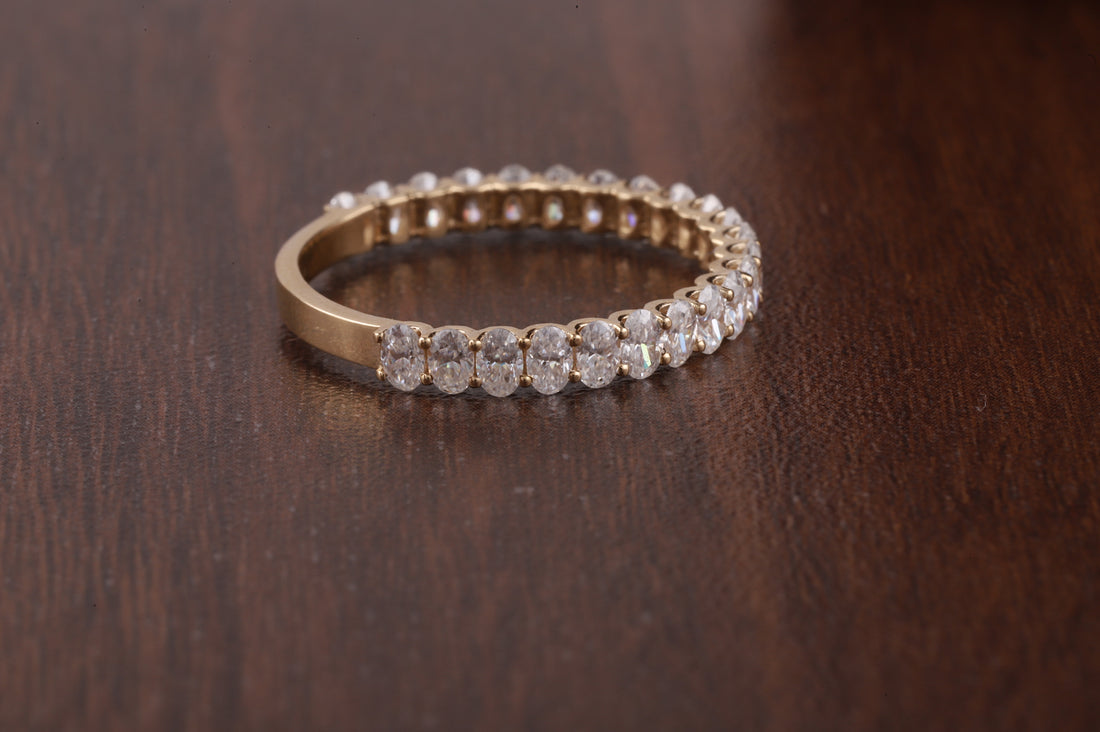Oval Cut Moissanite Half Eternity Band