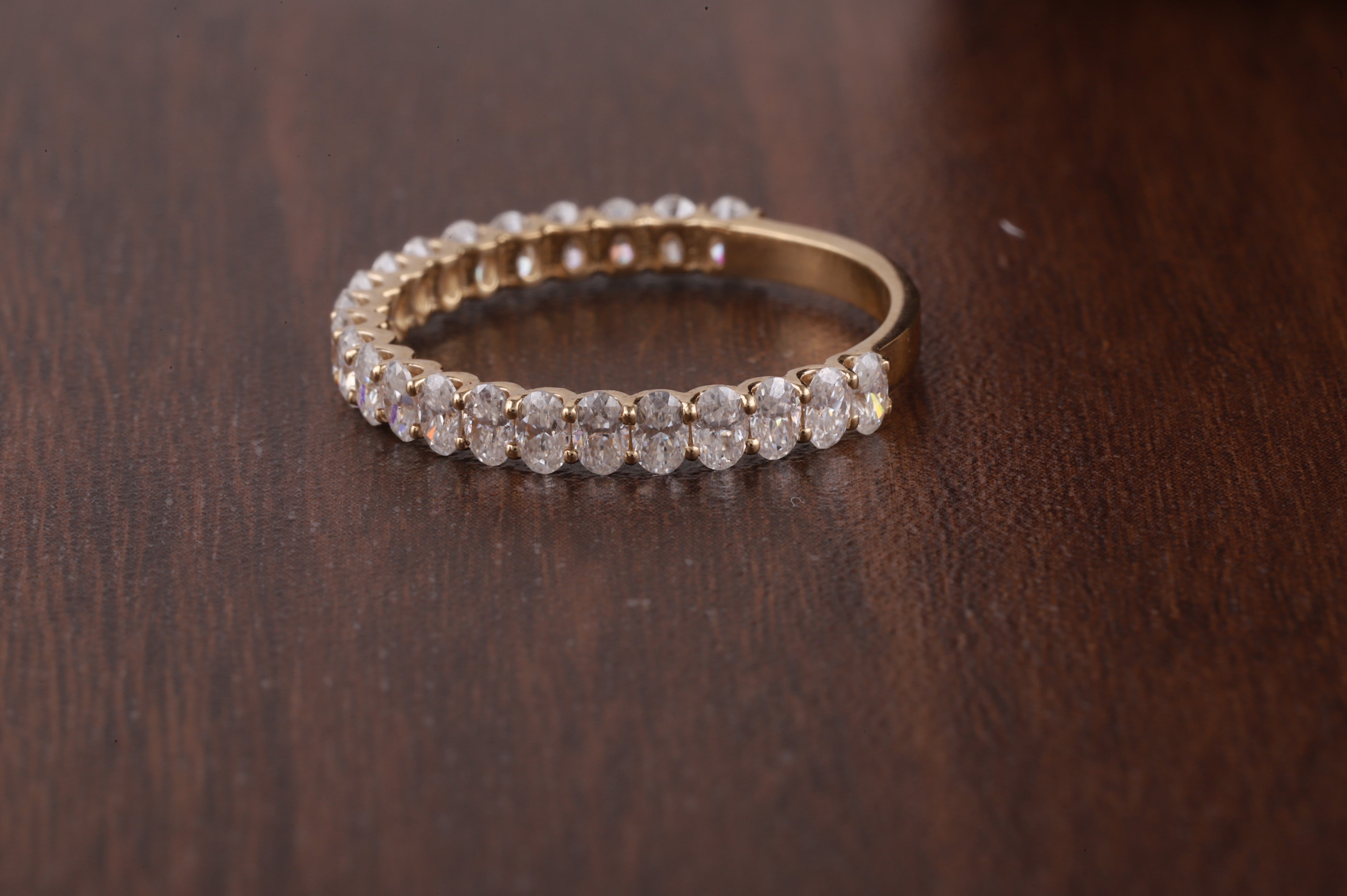 Oval Cut Moissanite Half Eternity Band