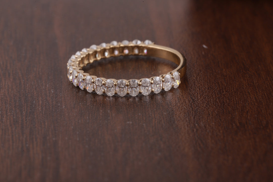 Oval Cut Moissanite Half Eternity Band