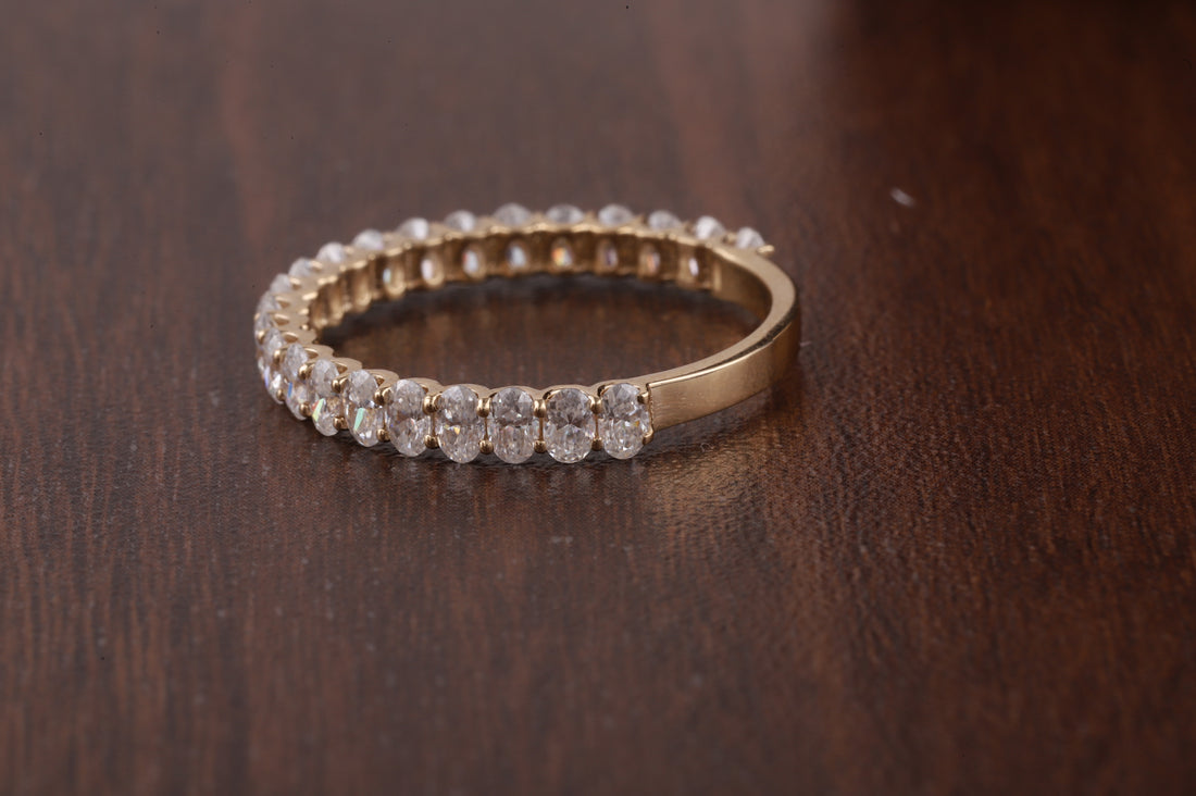 Oval Cut Moissanite Half Eternity Band