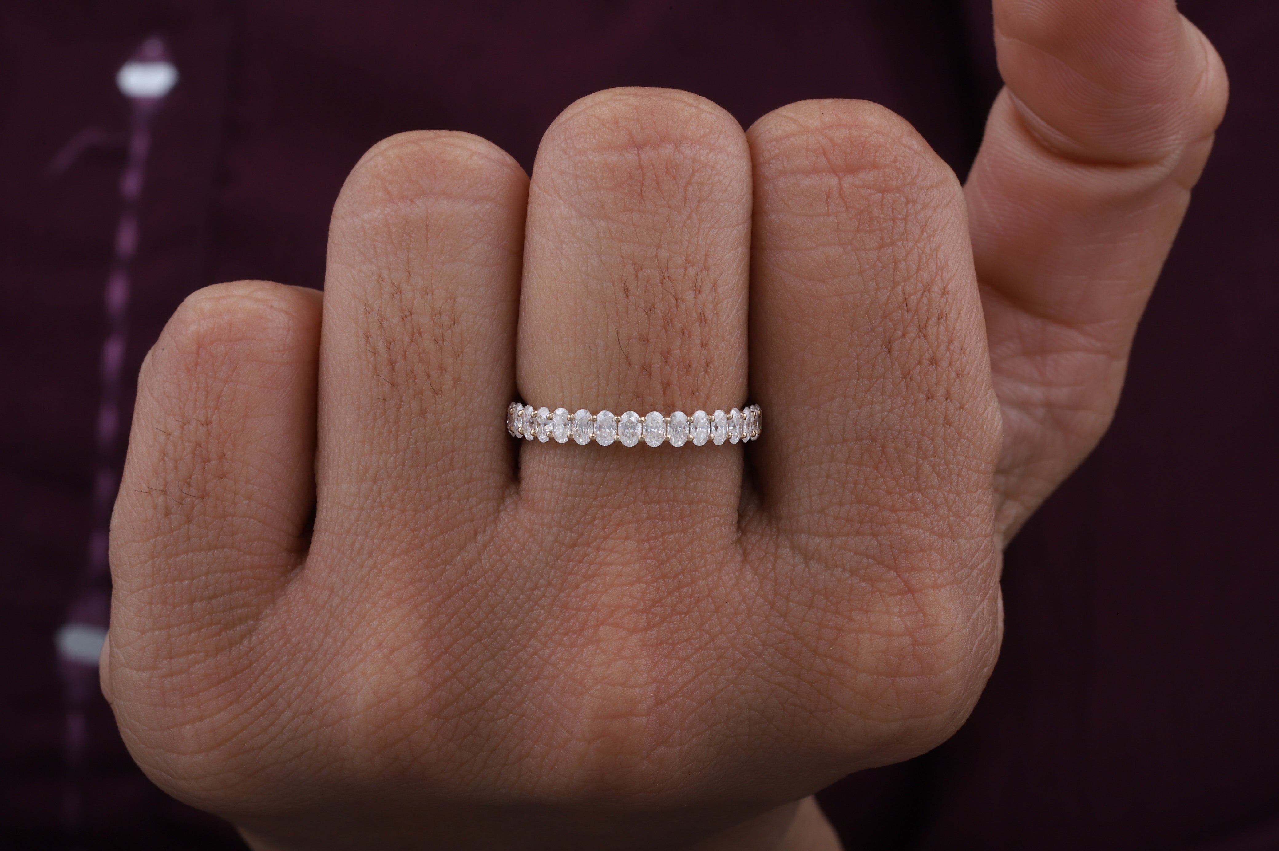 Oval Cut Moissanite Half Eternity Band