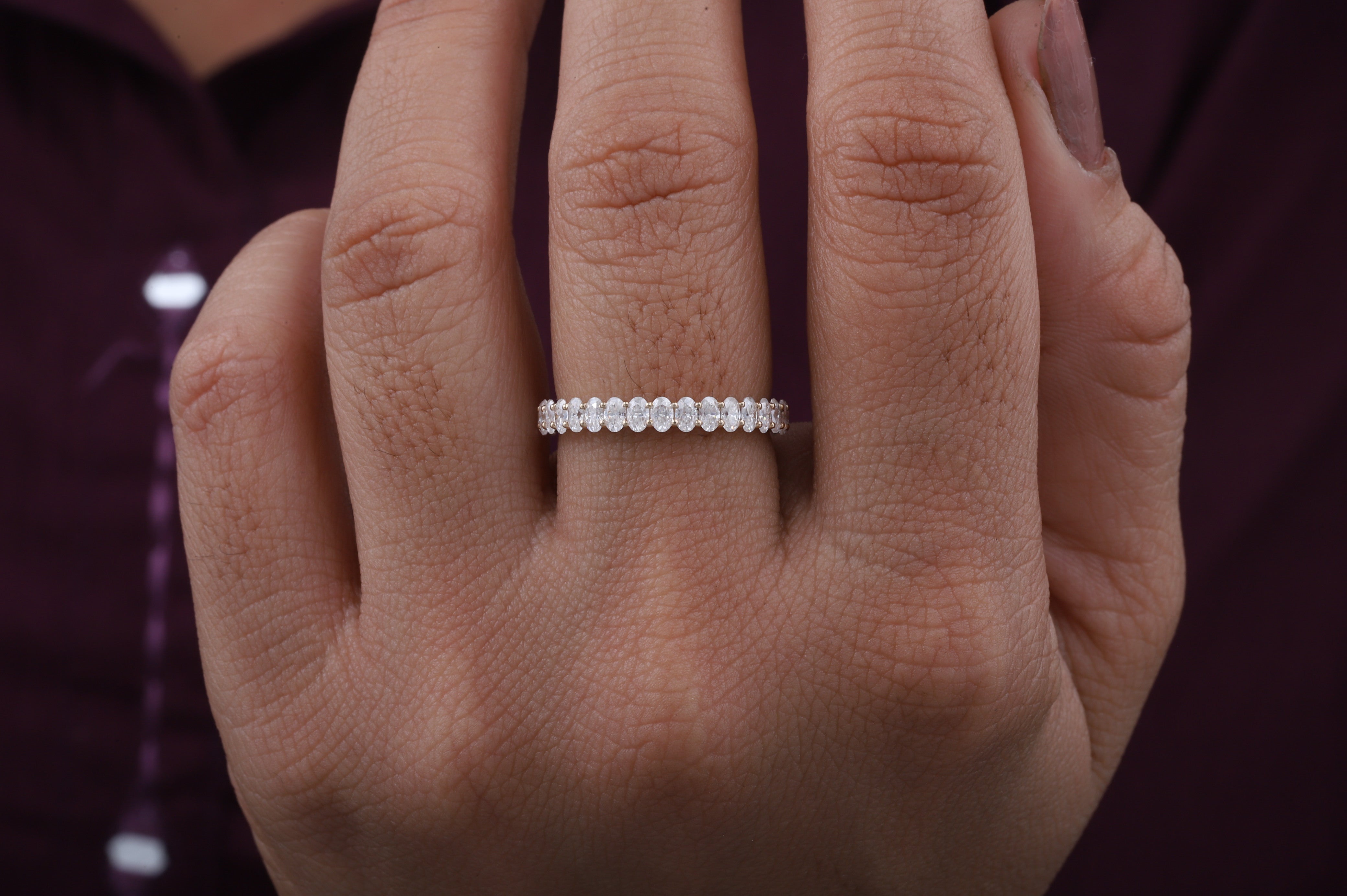 Oval Cut Moissanite Half Eternity Band