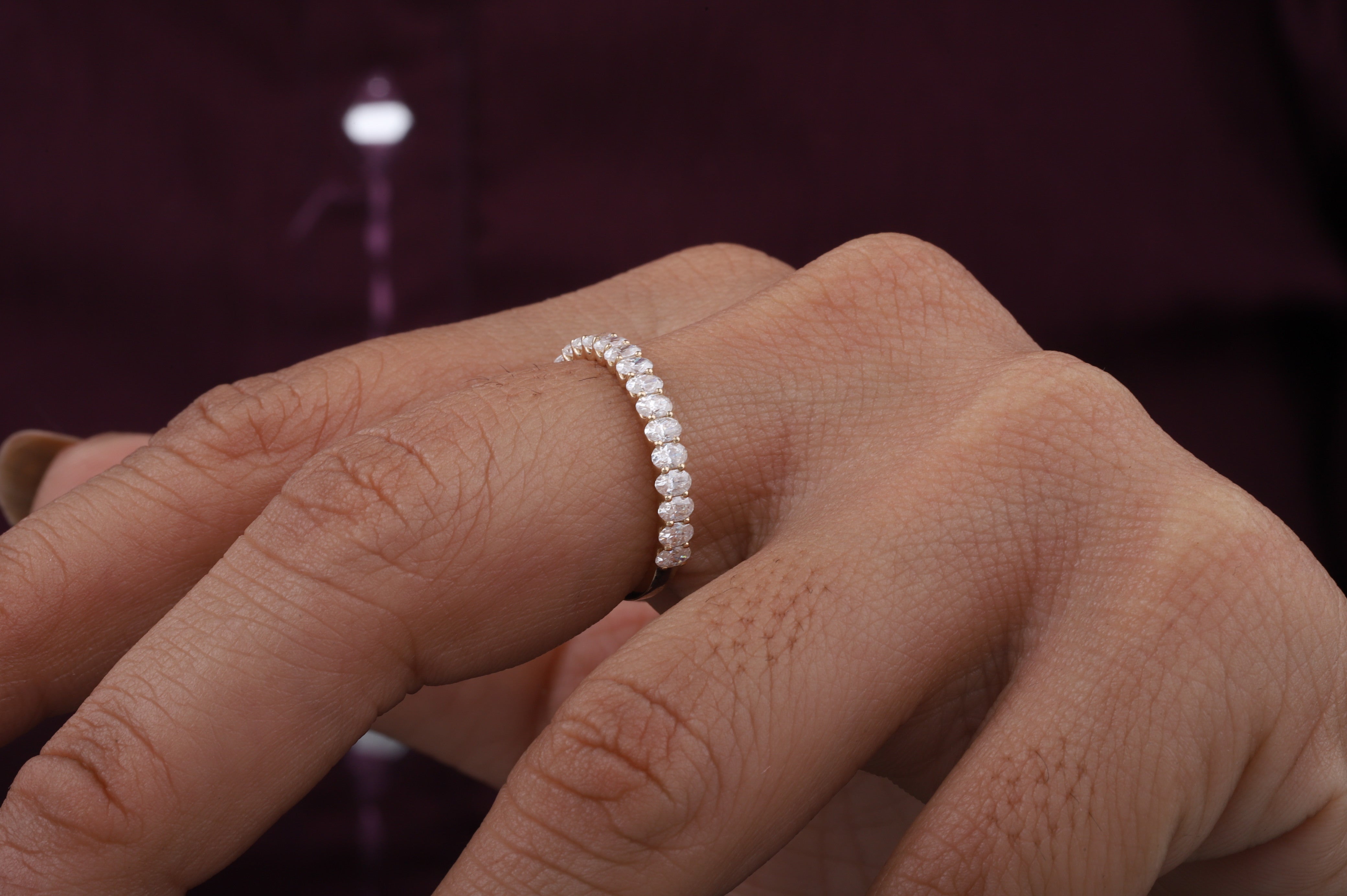 Oval Cut Moissanite Half Eternity Band