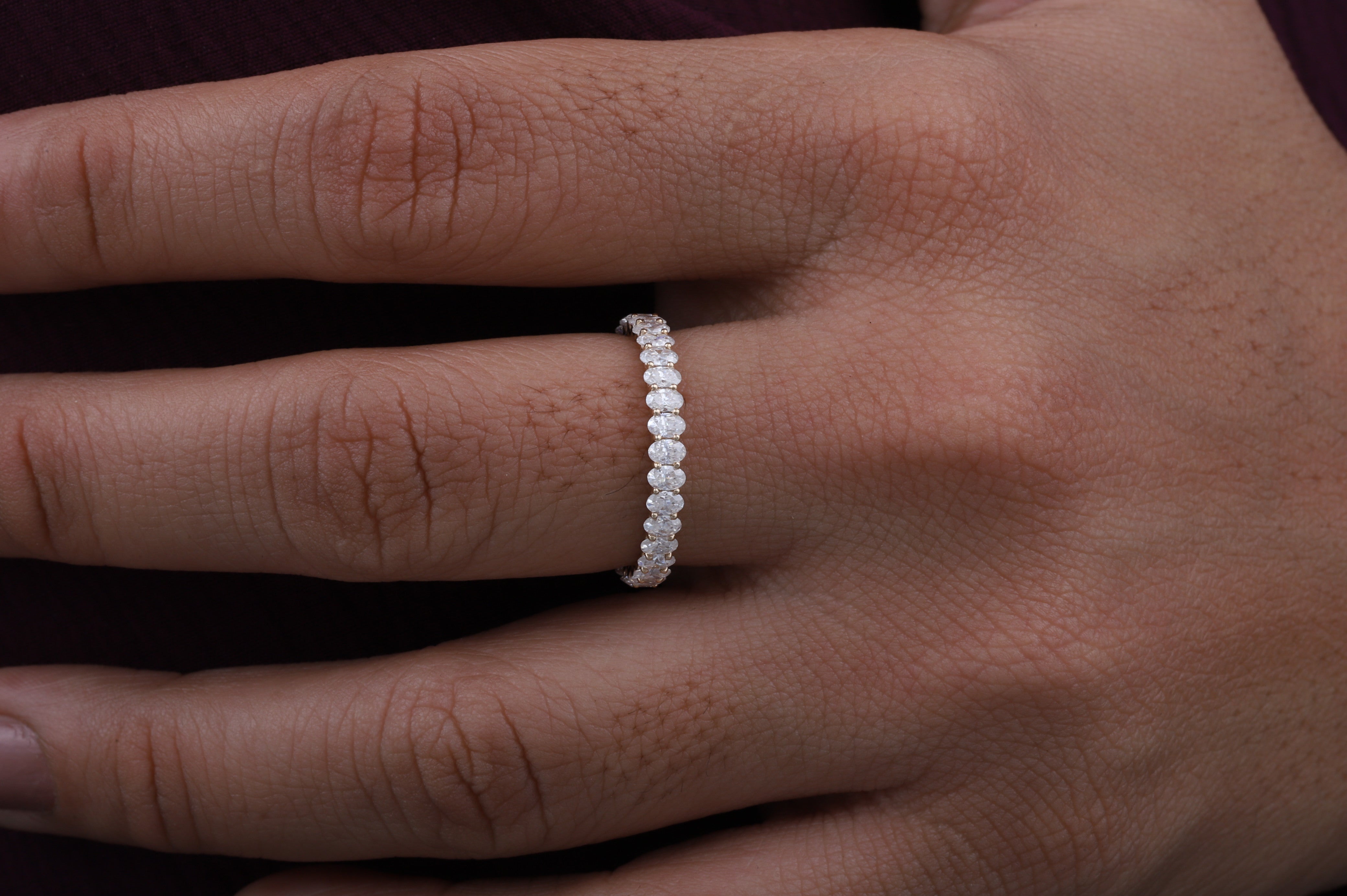 Oval Cut Moissanite Half Eternity Band