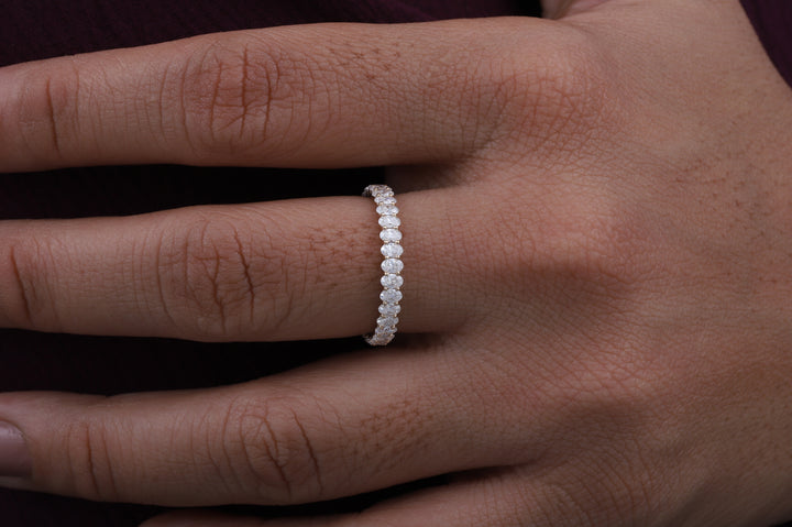 Oval Cut Moissanite Half Eternity Band
