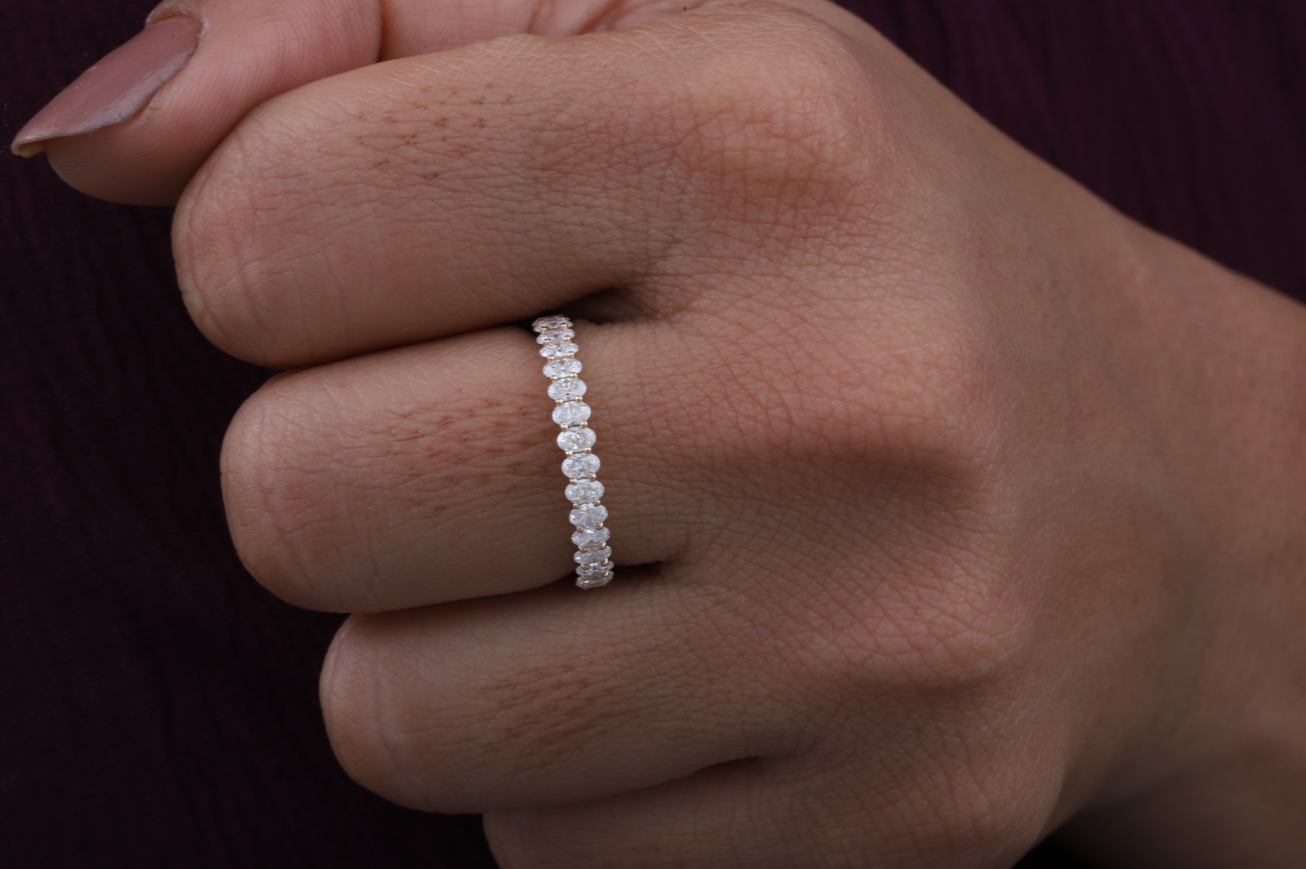 Oval Cut Moissanite Half Eternity Band