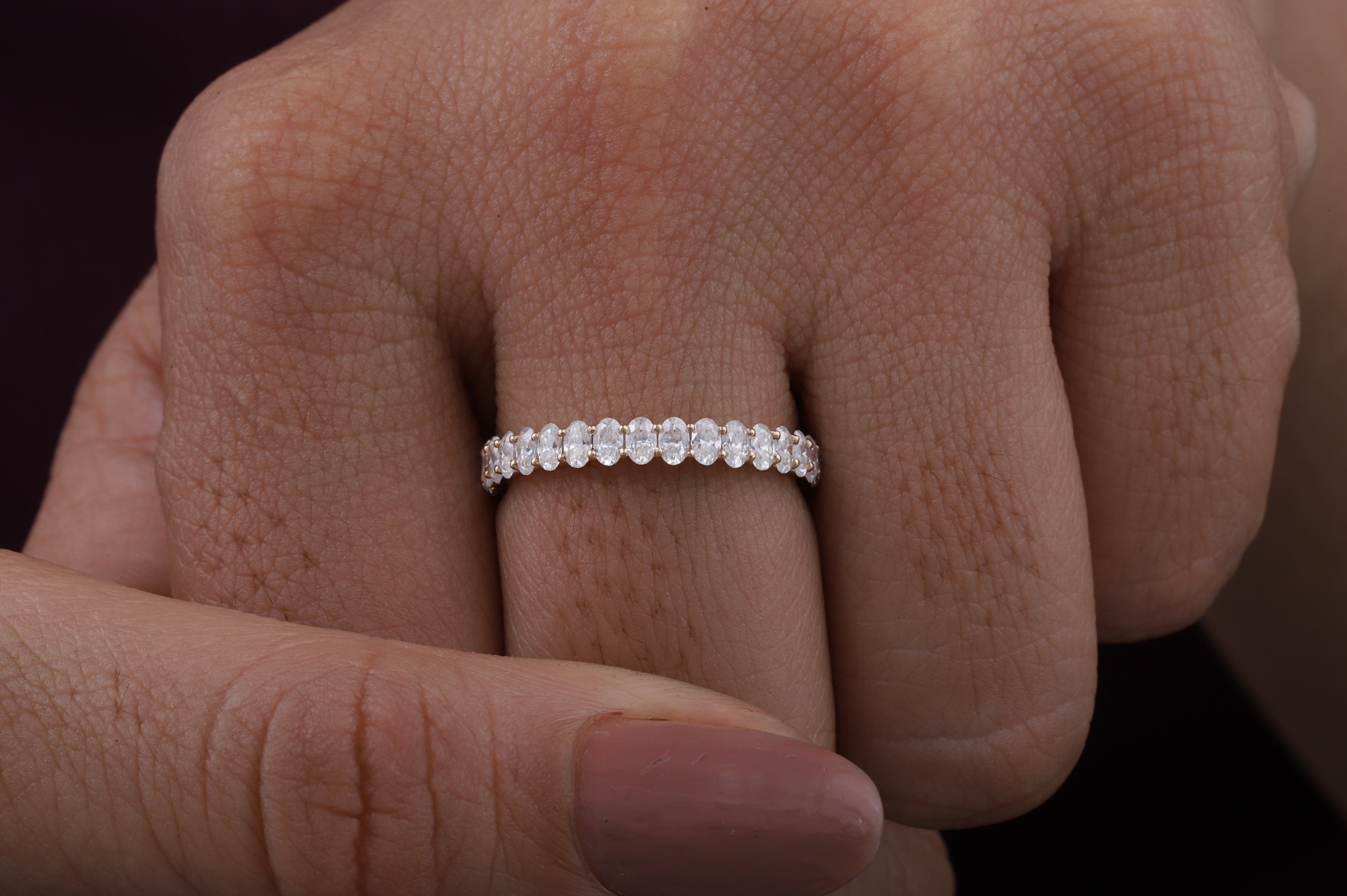 Oval Cut Moissanite Half Eternity Band