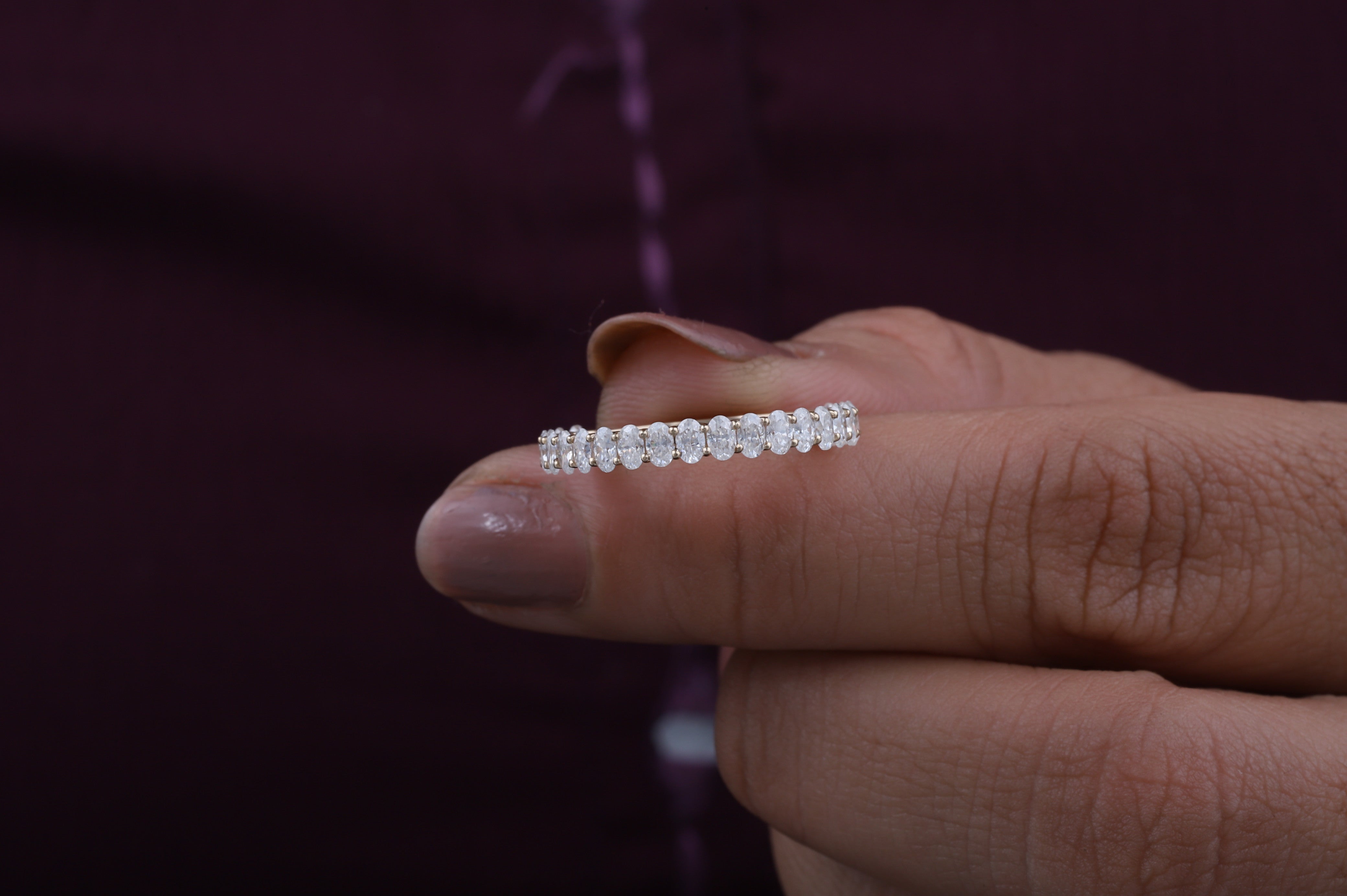Oval Cut Moissanite Half Eternity Band