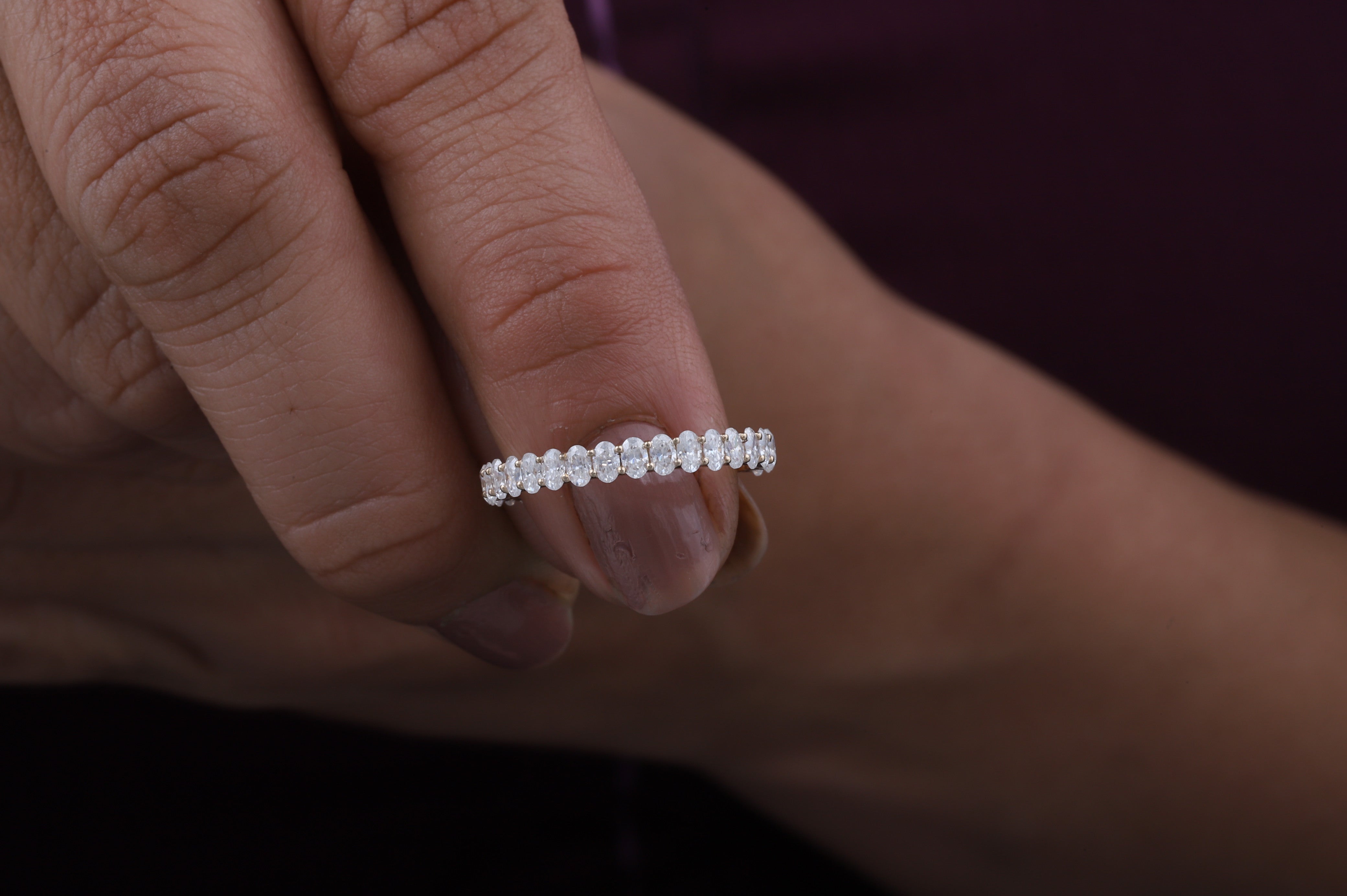 Oval Cut Moissanite Half Eternity Band
