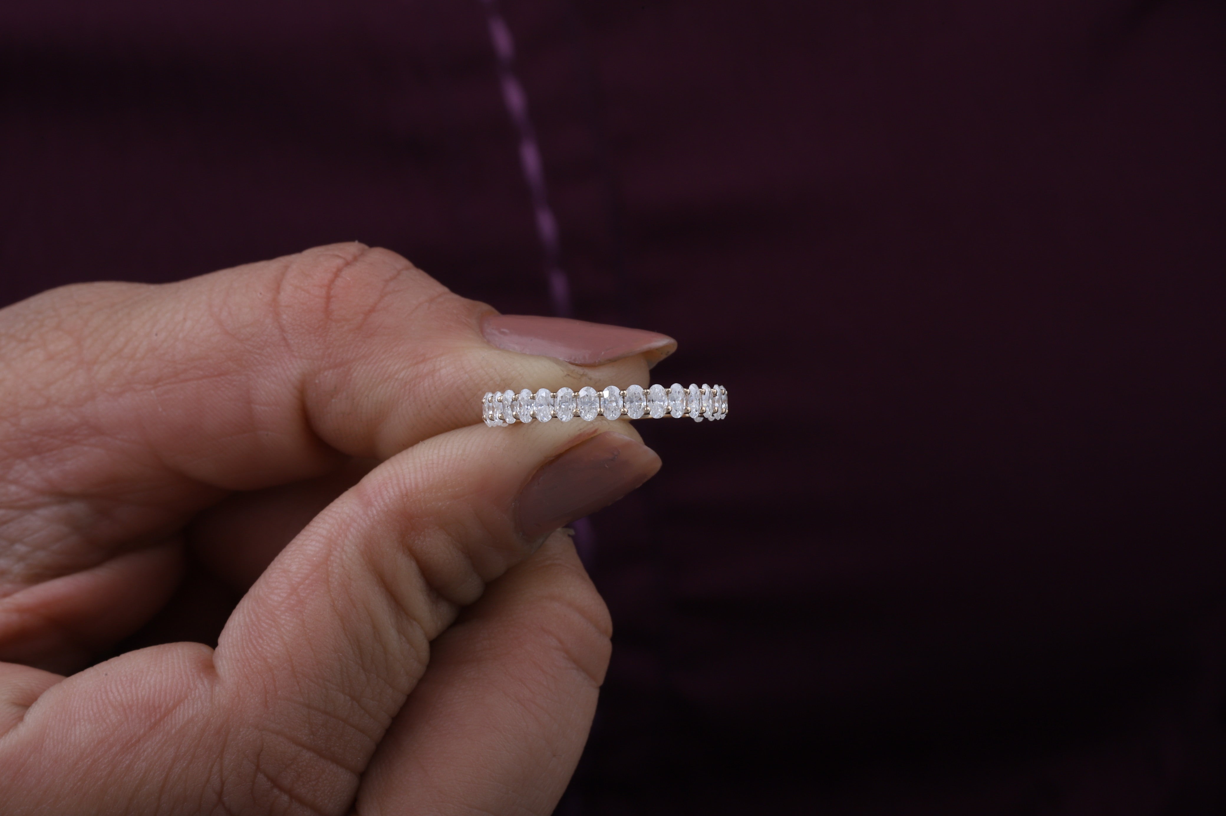 Oval Cut Moissanite Half Eternity Band