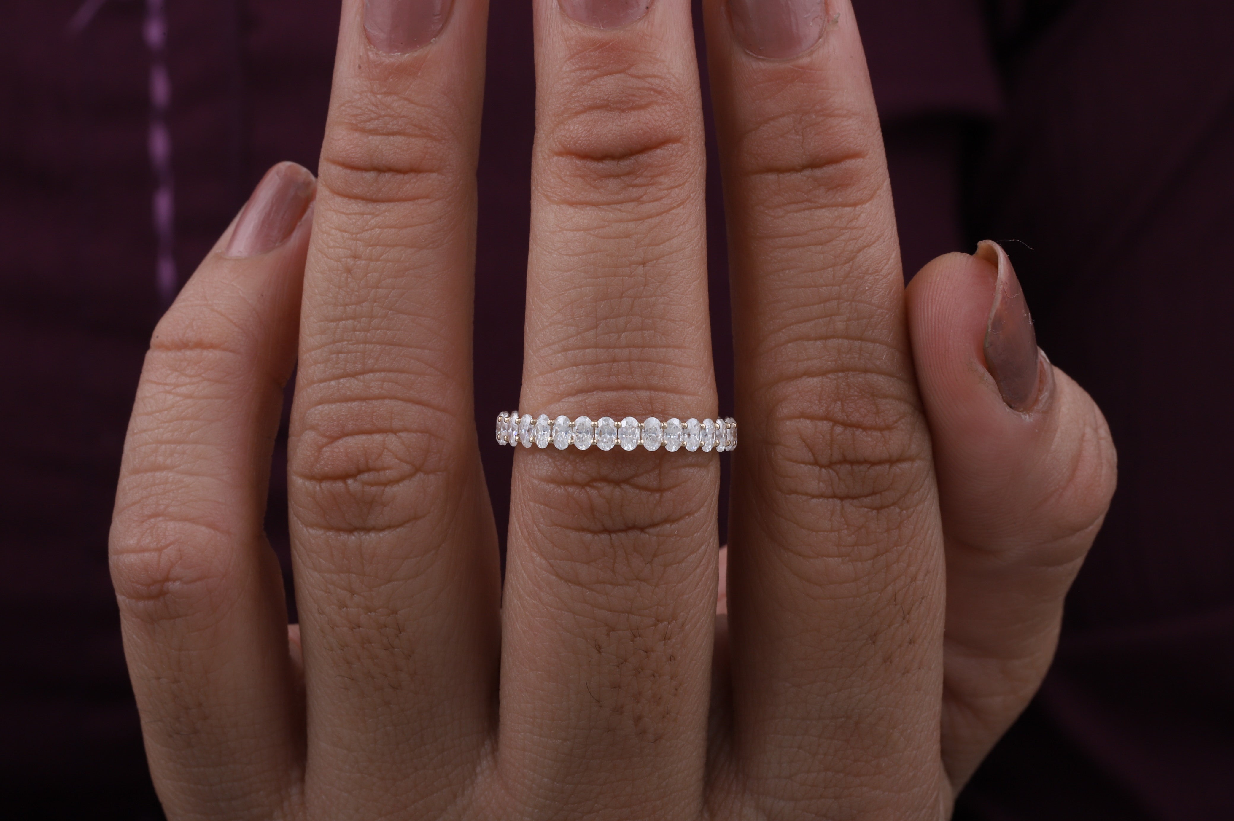 Oval Cut Moissanite Half Eternity Band