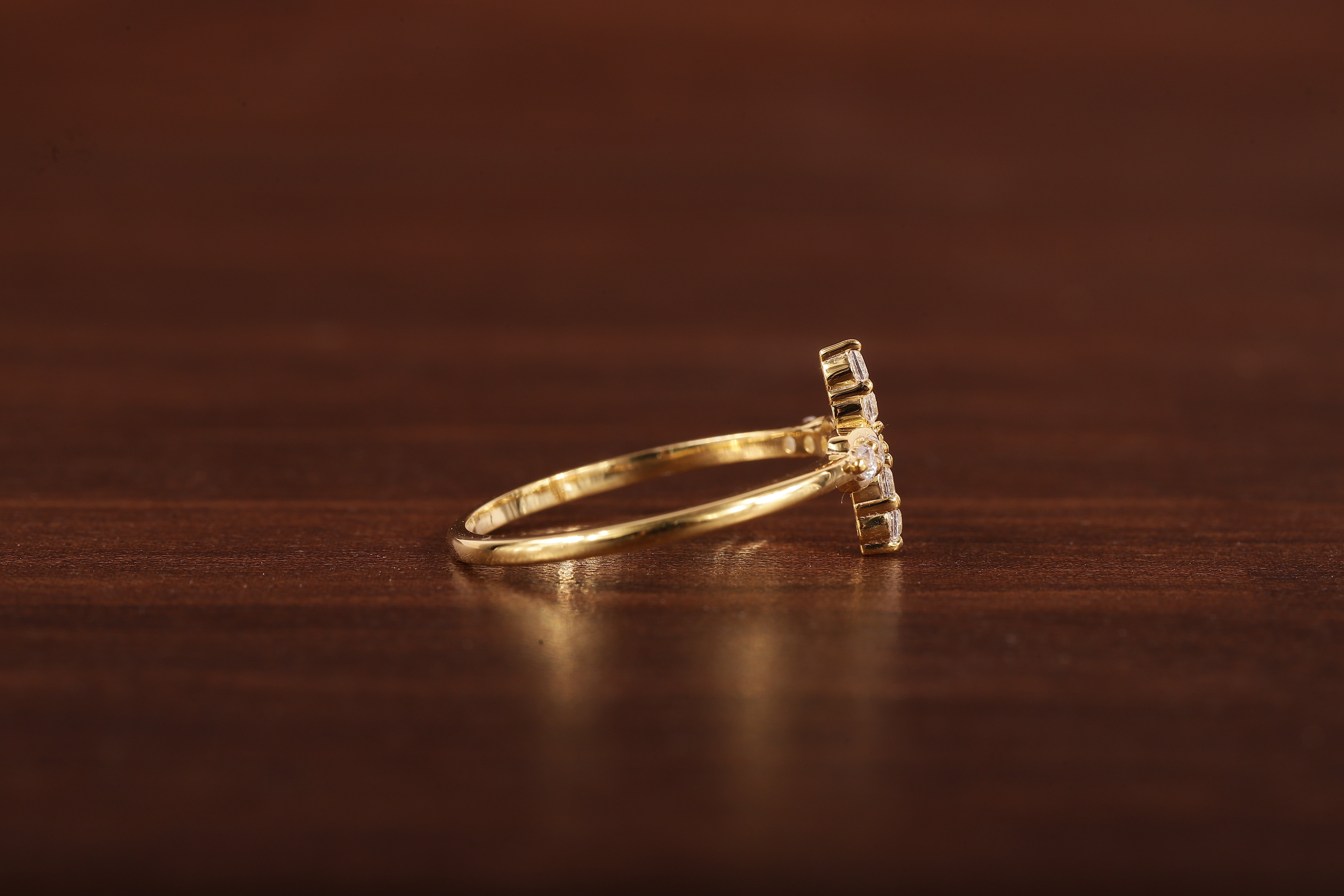 Solid Gold Ring,Gold Moissanite Cross Minimalist Rings