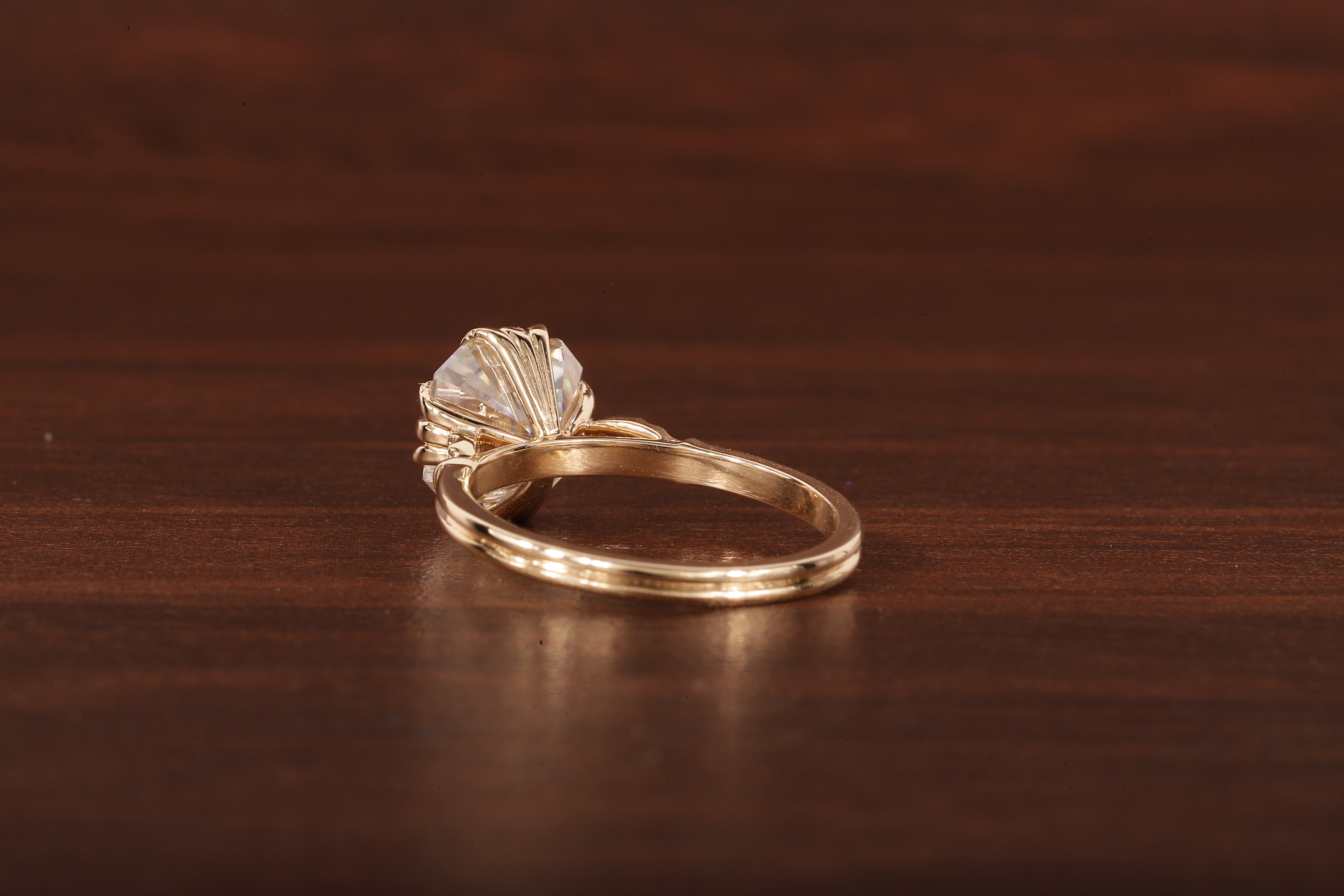 Asscher Cut Moissanite Engagement Ring 14K Yellow Gold Anniversary Ring
