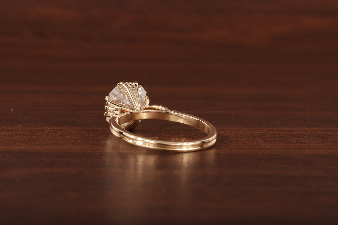 Asscher Cut Moissanite Engagement Ring 14K Yellow Gold Anniversary Ring