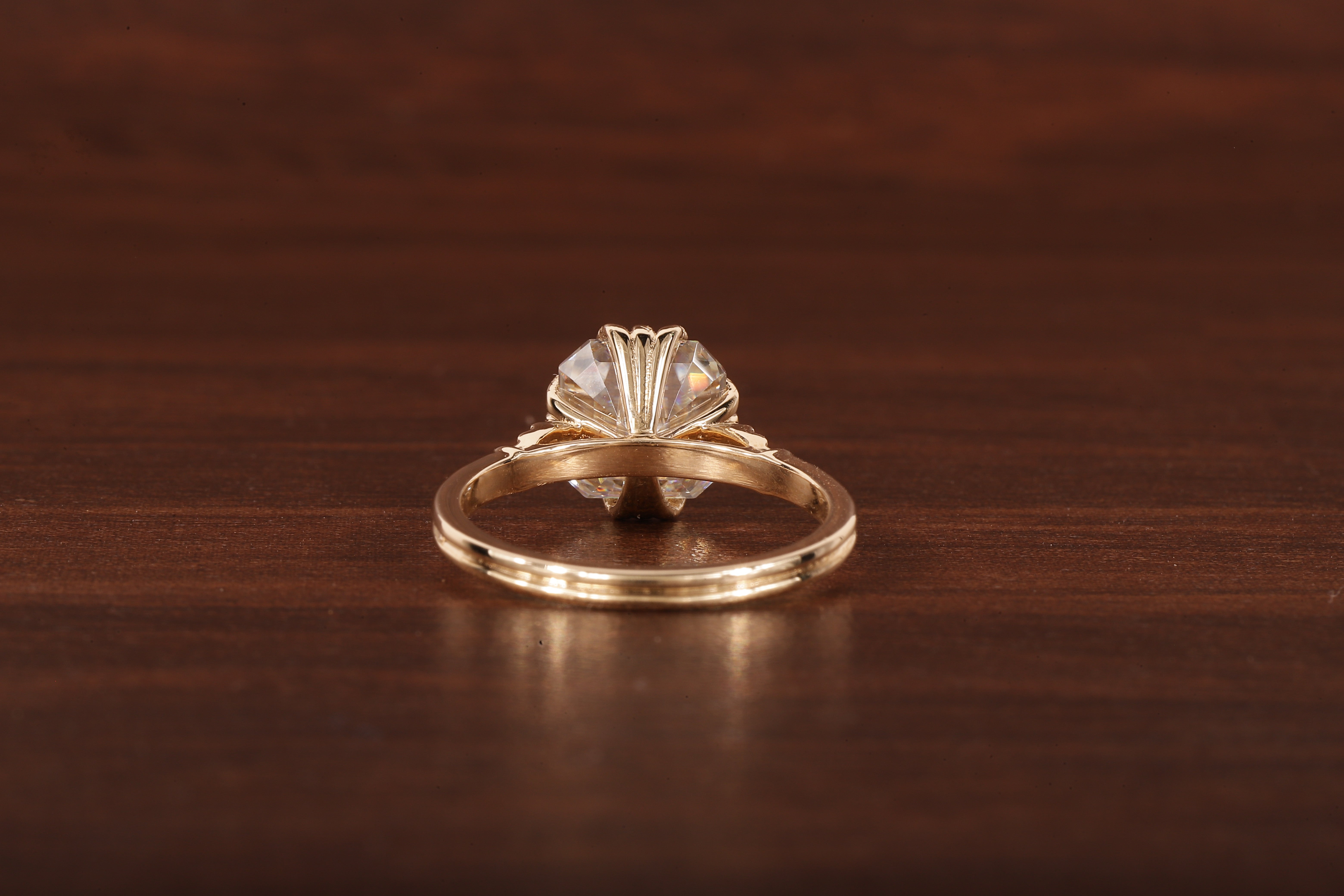 Asscher Cut Moissanite Engagement Ring 14K Yellow Gold Anniversary Ring
