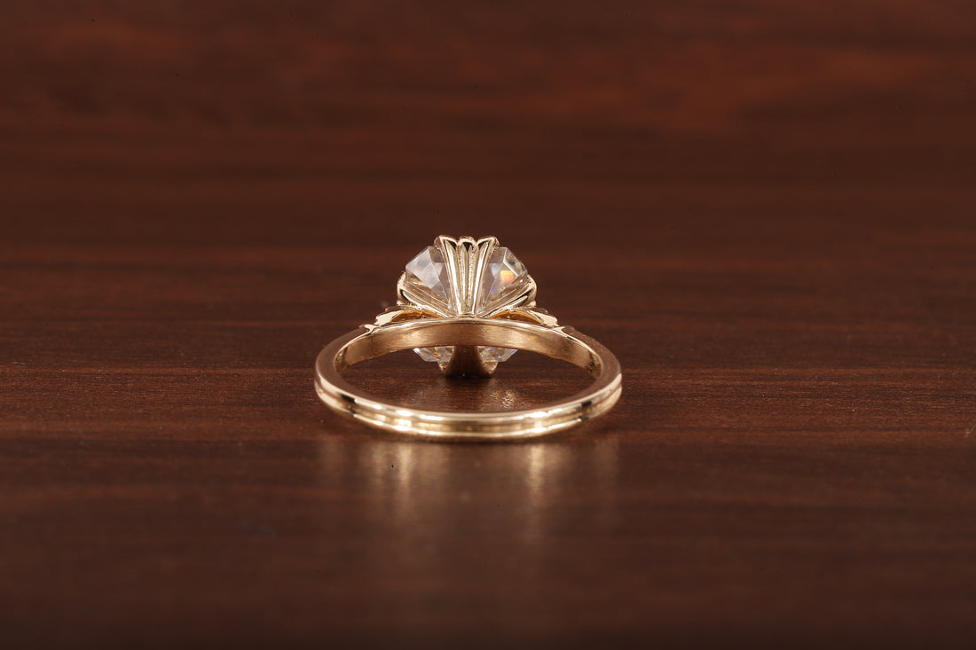 Asscher Cut Moissanite Engagement Ring 14K Yellow Gold Anniversary Ring