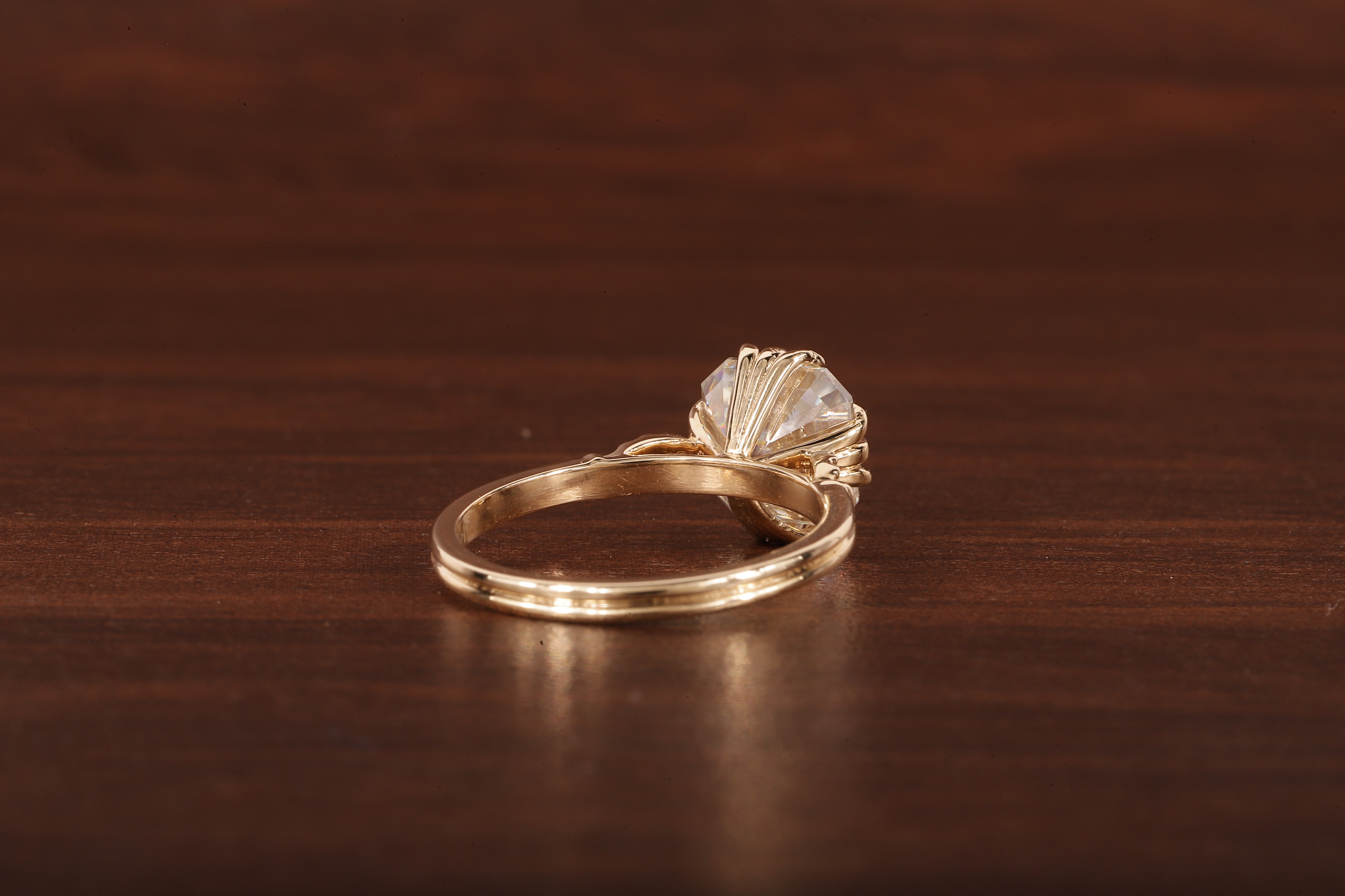 Asscher Cut Moissanite Engagement Ring 14K Yellow Gold Anniversary Ring