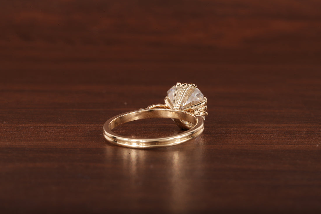 Asscher Cut Moissanite Engagement Ring 14K Yellow Gold Anniversary Ring