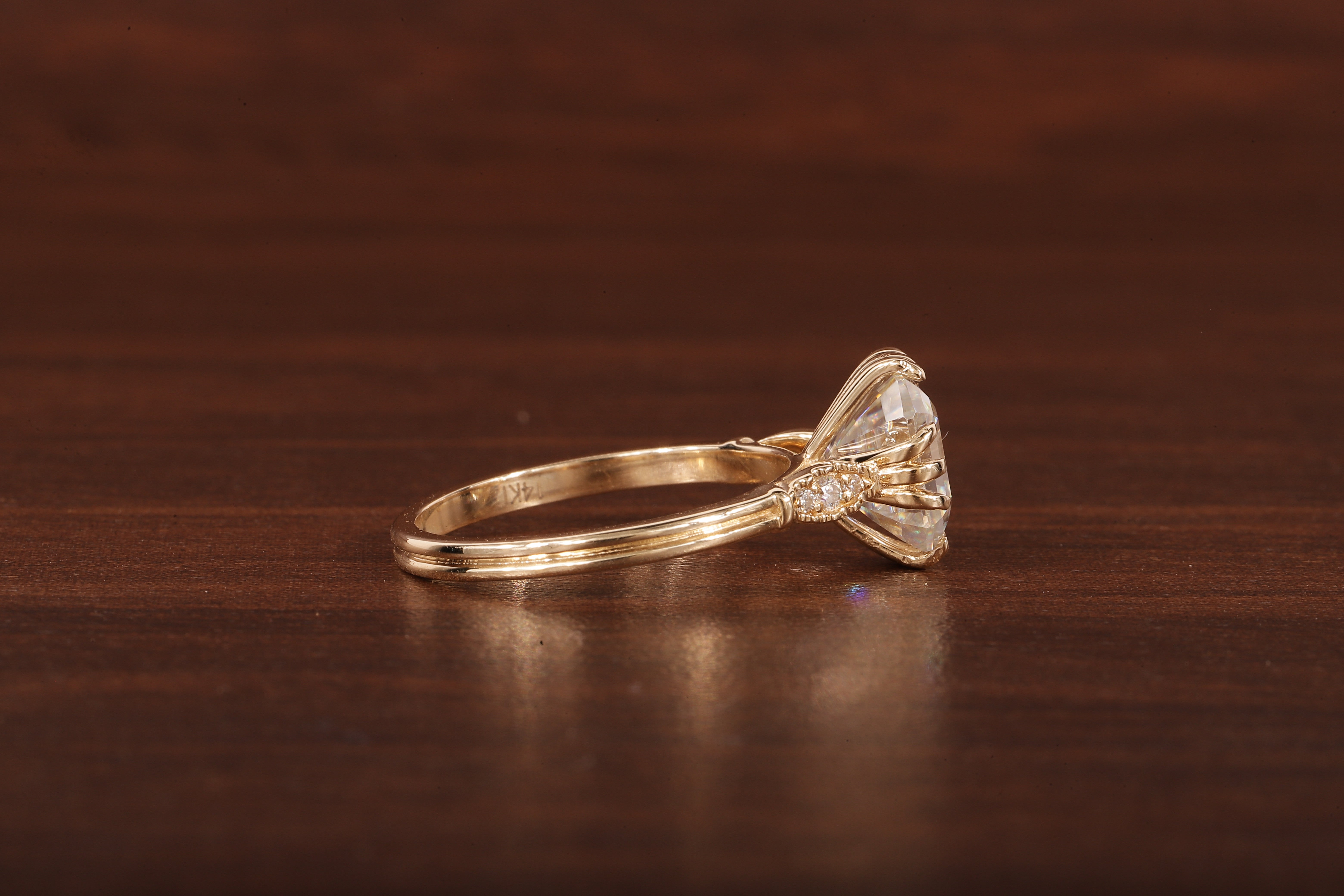Asscher Cut Moissanite Engagement Ring 14K Yellow Gold Anniversary Ring