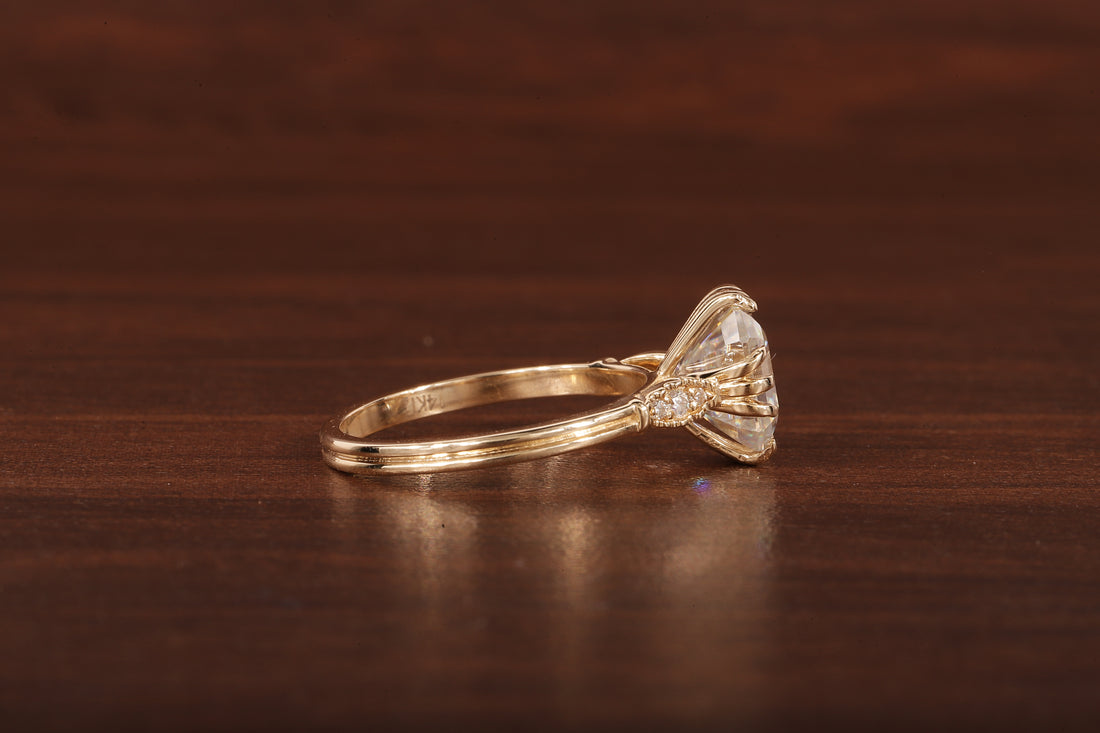 Asscher Cut Moissanite Engagement Ring 14K Yellow Gold Anniversary Ring