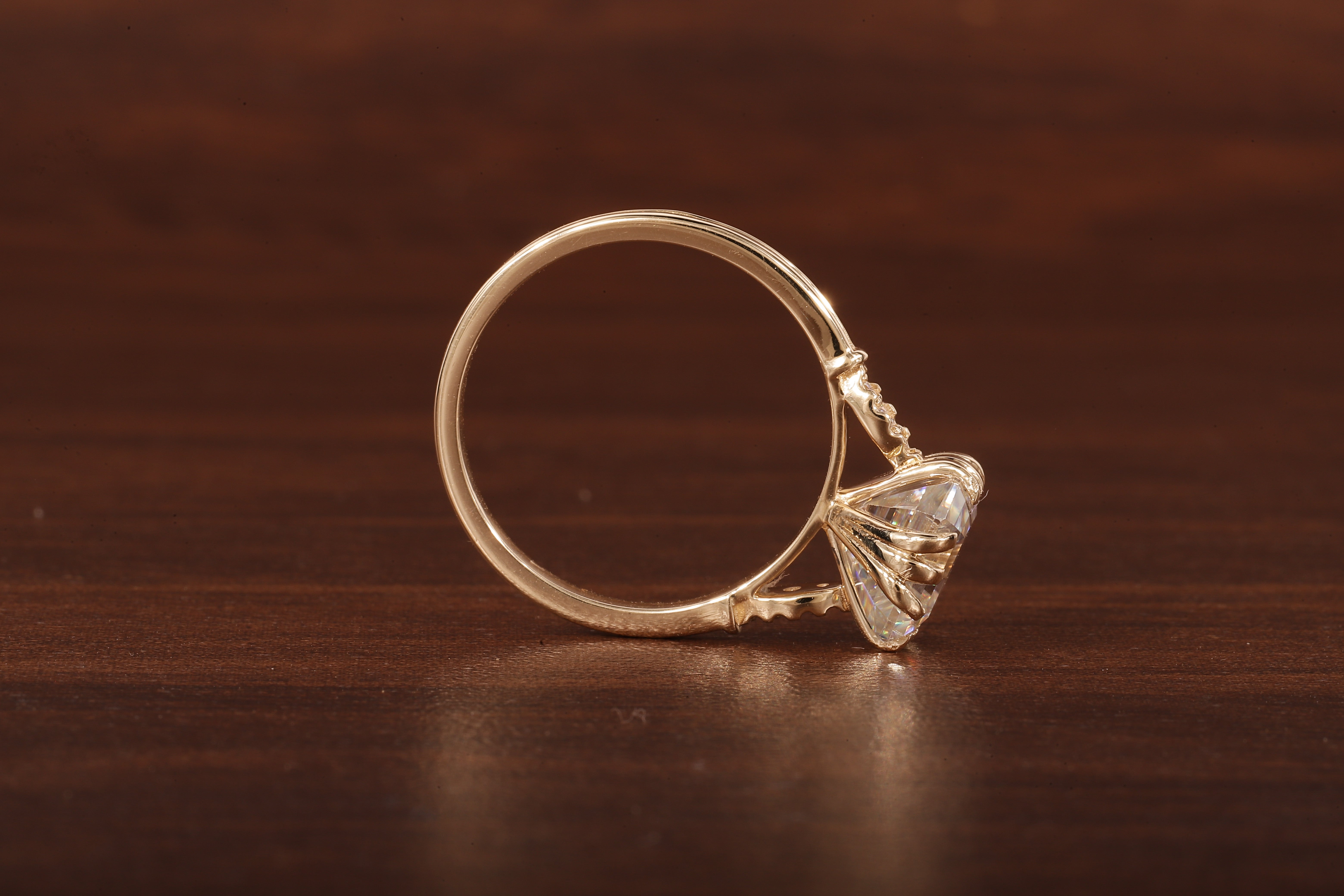 Asscher Cut Moissanite Engagement Ring 14K Yellow Gold Anniversary Ring