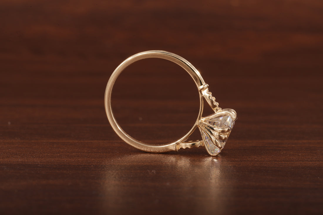 Asscher Cut Moissanite Engagement Ring 14K Yellow Gold Anniversary Ring