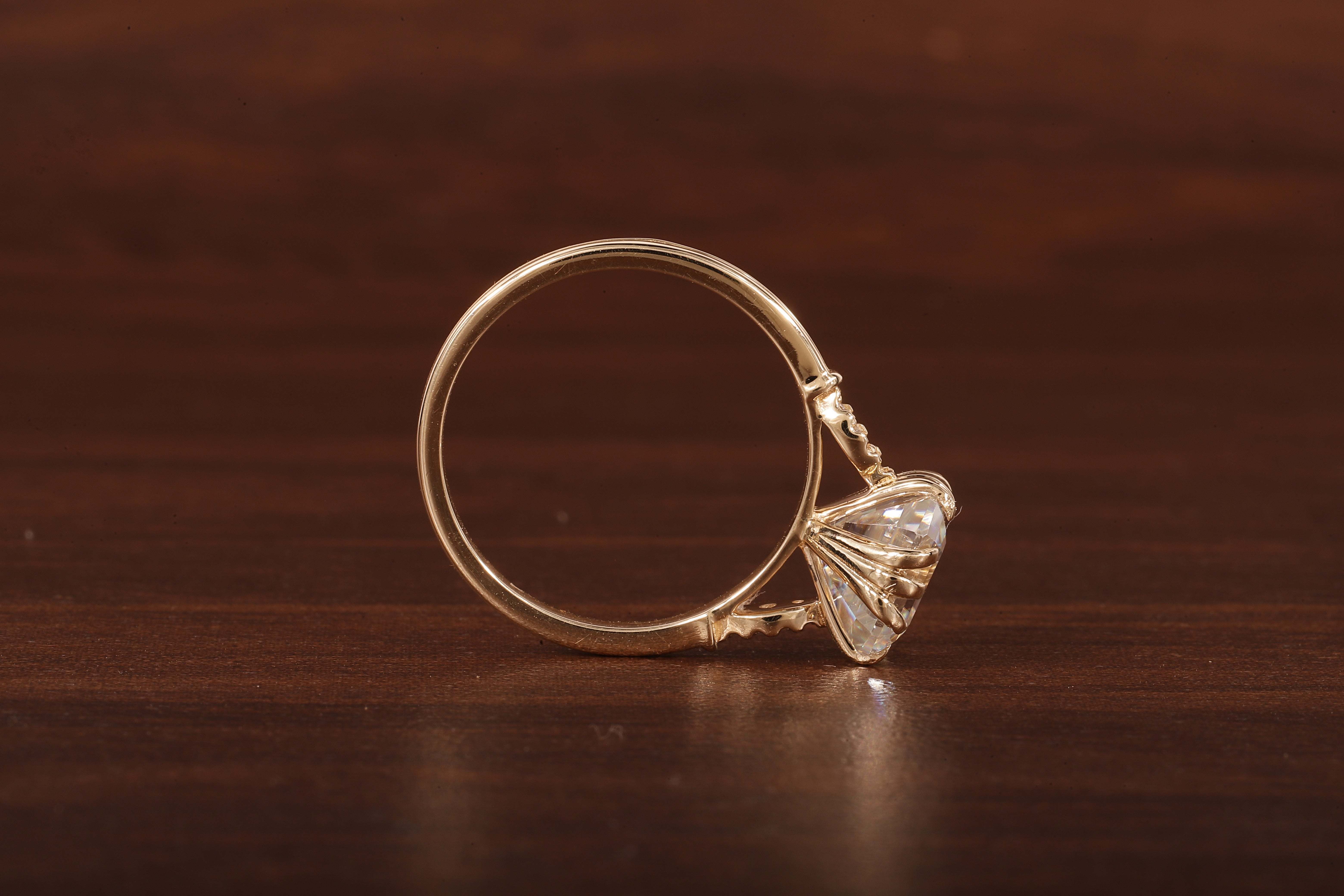 Asscher Cut Moissanite Engagement Ring 14K Yellow Gold Anniversary Ring