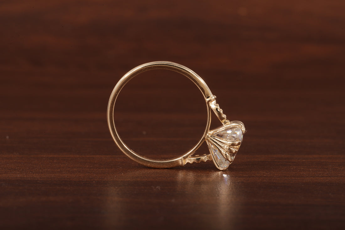 Asscher Cut Moissanite Engagement Ring 14K Yellow Gold Anniversary Ring